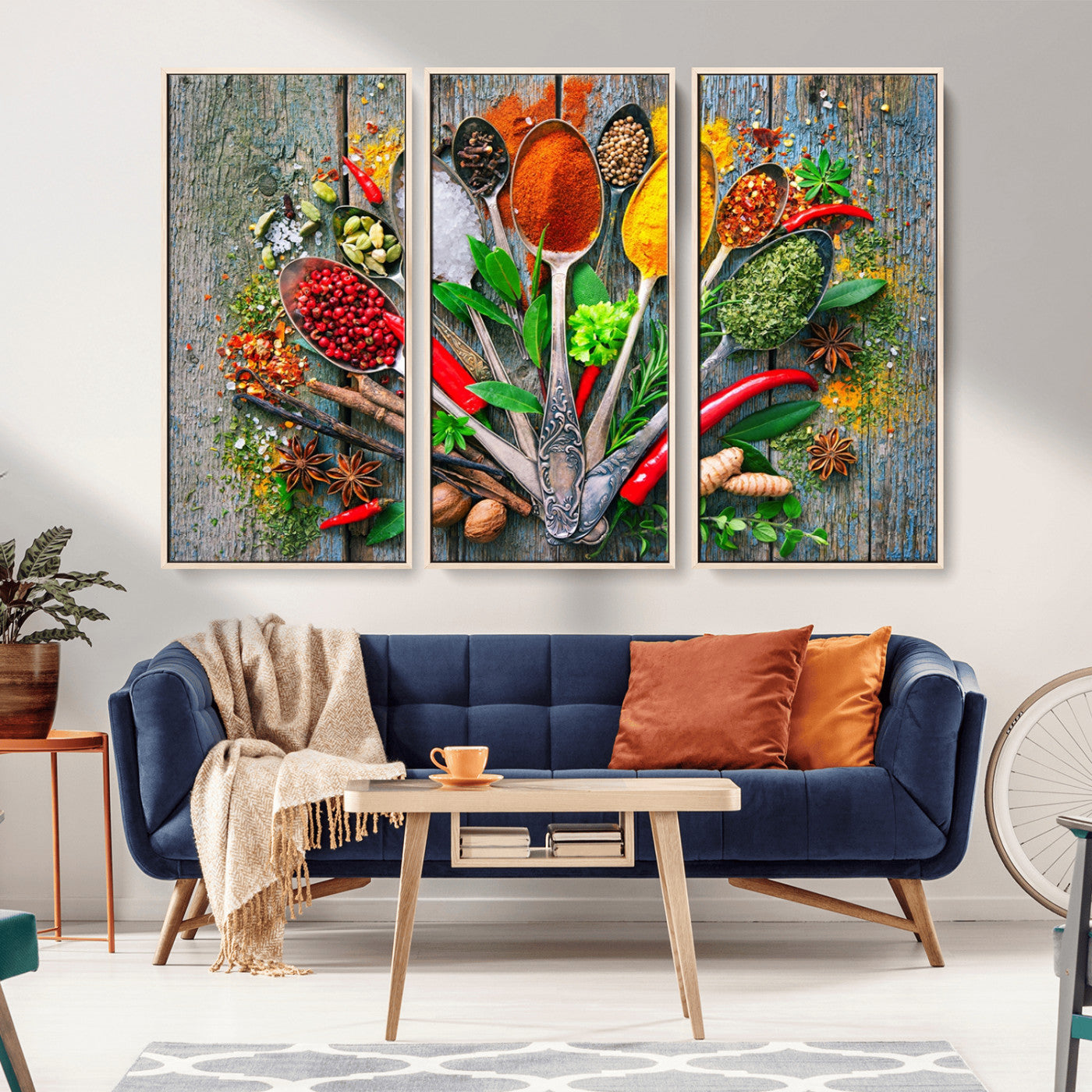 MGV-FC-48X32-3P - Kitchen Wall Art Print - Spoonful of Spices Cooking Wall Art Canvas Print - Vibrant Kitchen Decor