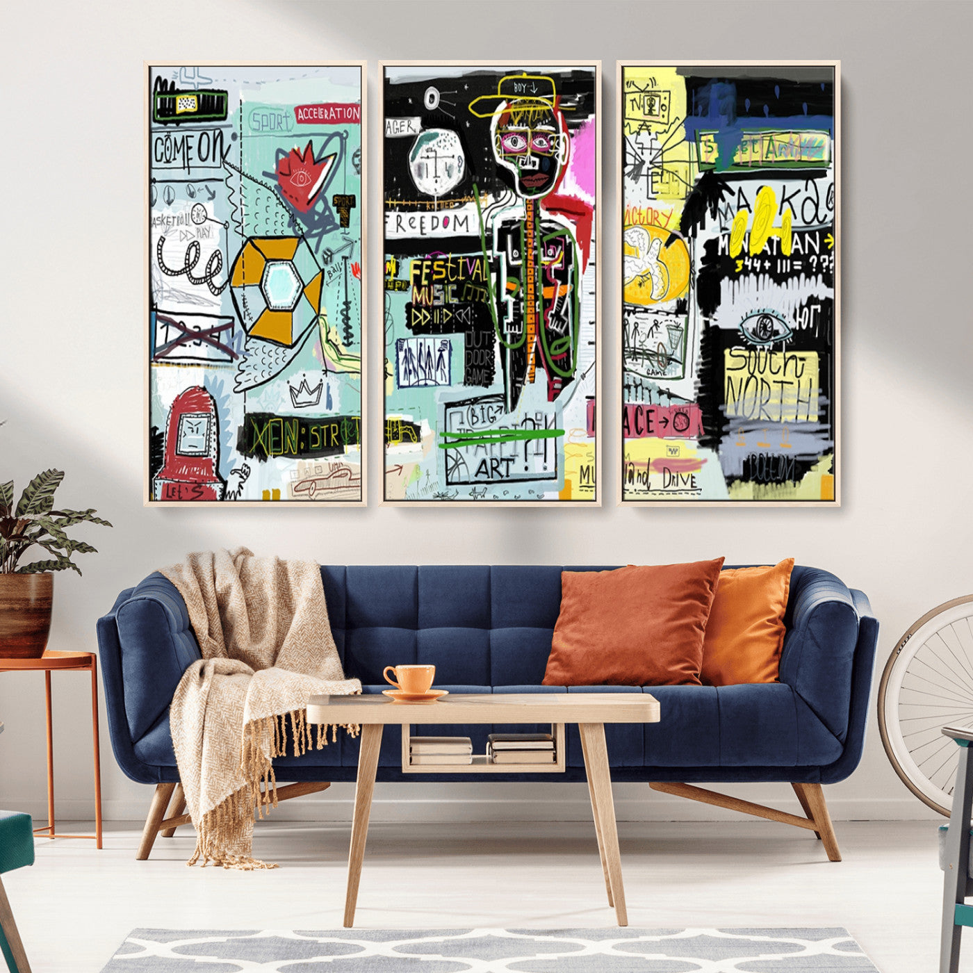 MGV-FC-48X32-3P - Abstract Graffiti Canvas Street Art-Inspired Graffiti Triptych Canvas – Modern Abstract Wall Art for