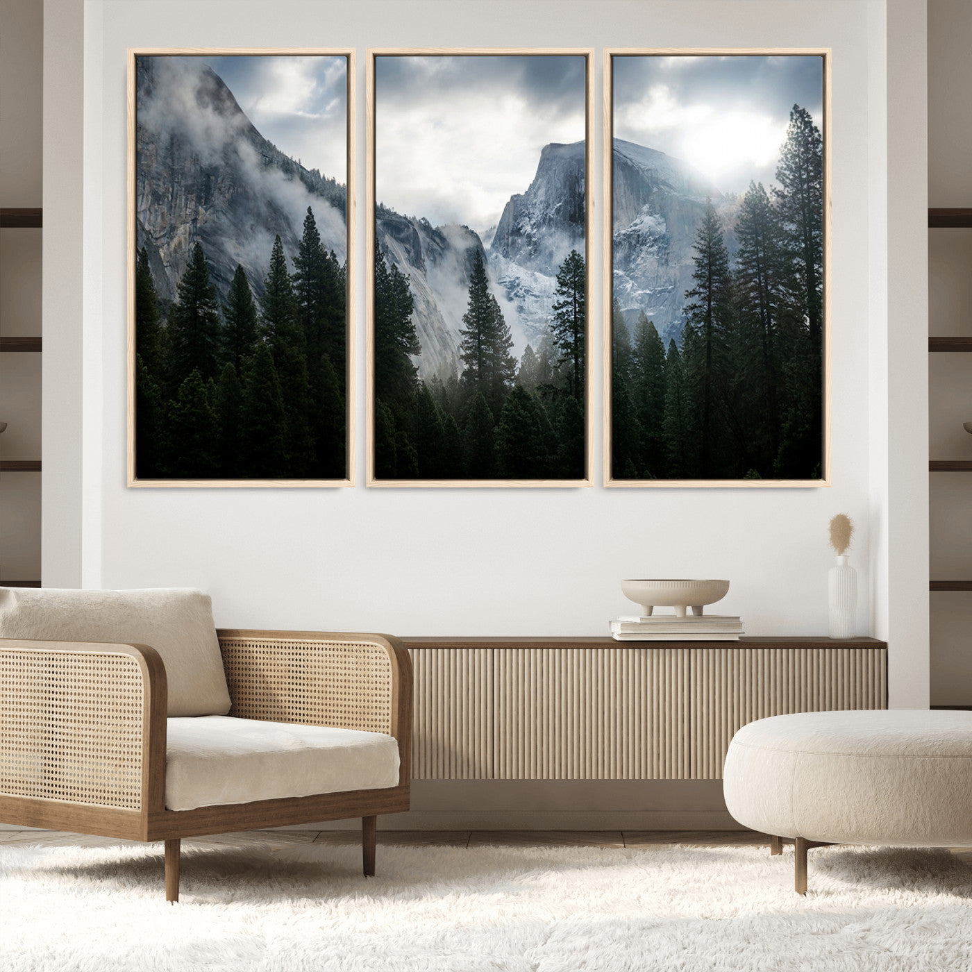98725-MGV-FC-60X40-3P_Natural-Wall Art Foggy Forest Landscape Canvas Print