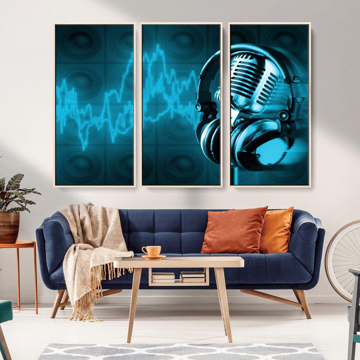 MGV-FC-48X32-3P - Music and Microphone Wall Art Canvas Print