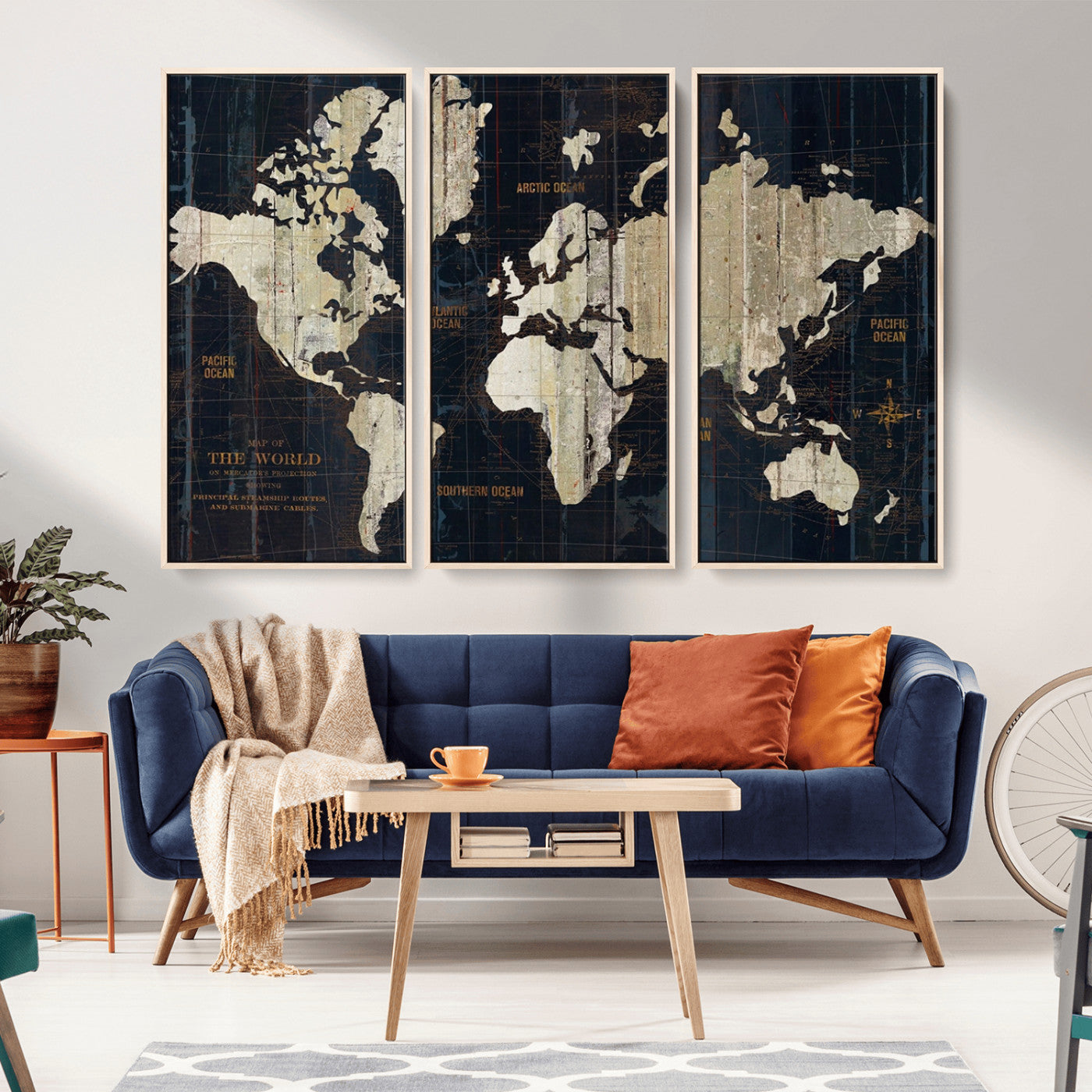 MGV-FC-48X32-3P - Push Pin World Map Canvas Print – Framed Wall Art for Couples to Track Their Travels – Anniversary