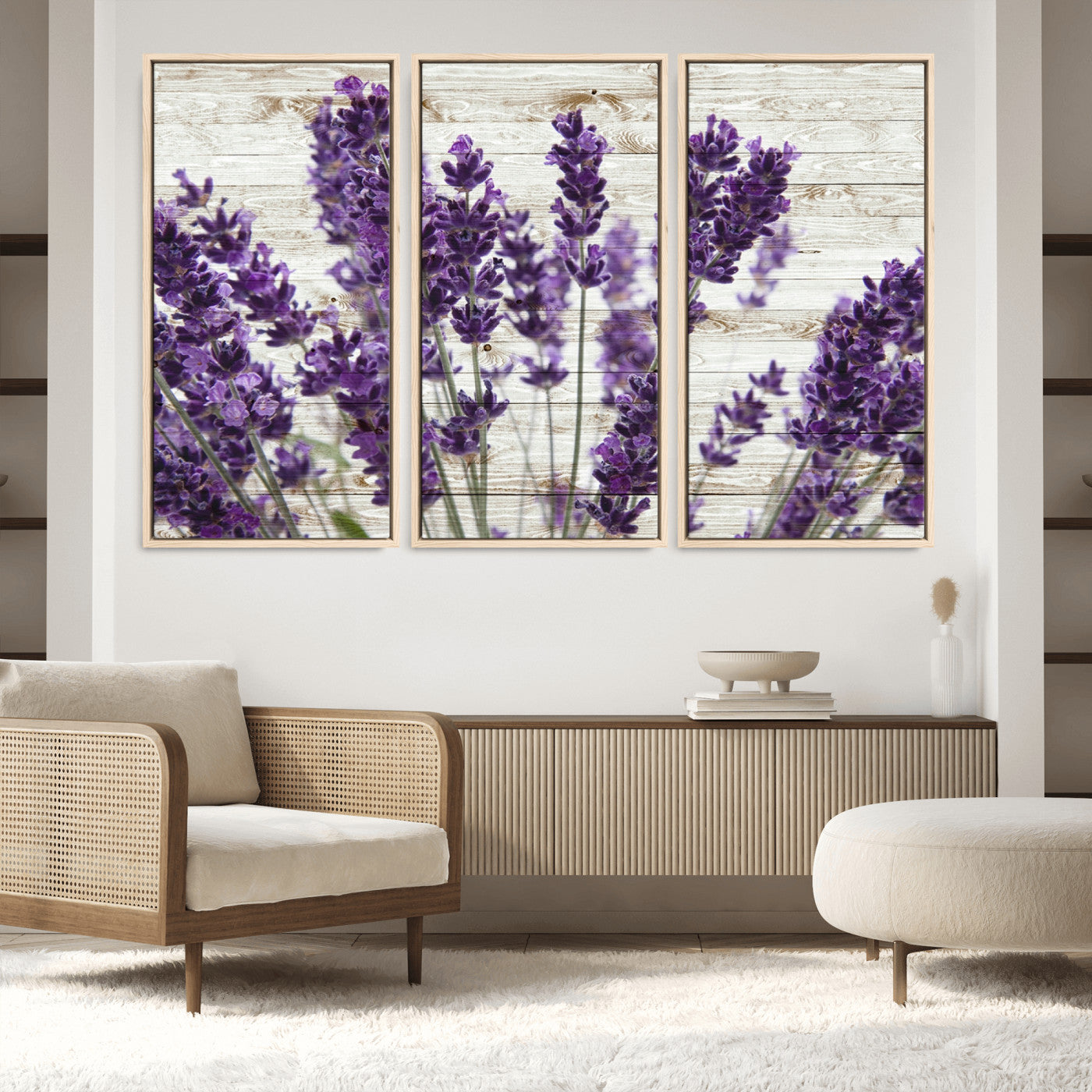 35576-MGV-FC-60X40-3P_Natural-Lavender Canvas Wall Art Flower Print