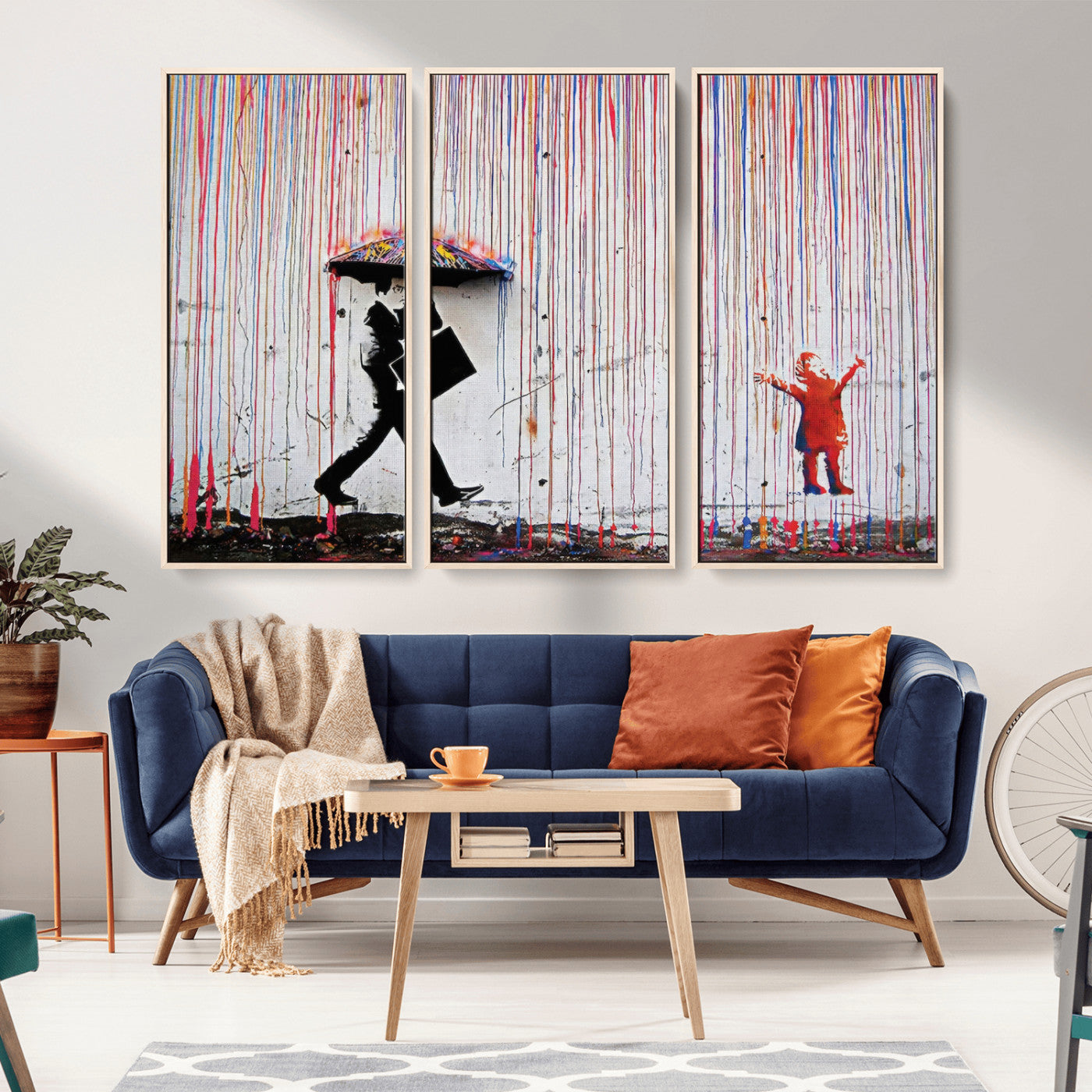 MGV-FC-48X32-3P - Banksy Wall Art Canvas Print, Framed Graffiti Art Picture Print, Banksy Urban Graffiti Perfect Modern Decor Artwork