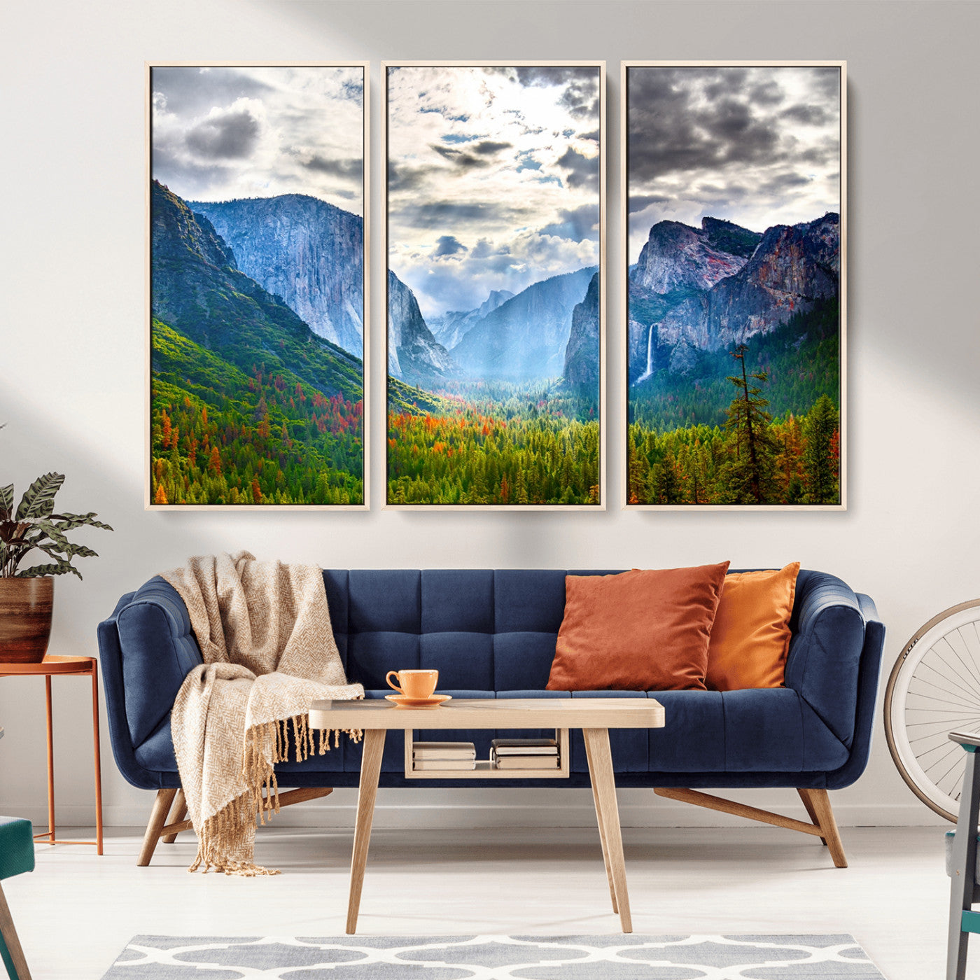 MGV-FC-48X32-3P - Yosemite Park Half Dome 3 Panel Canvas Print | Large Giclée Landscape Wall Art for Living Room,