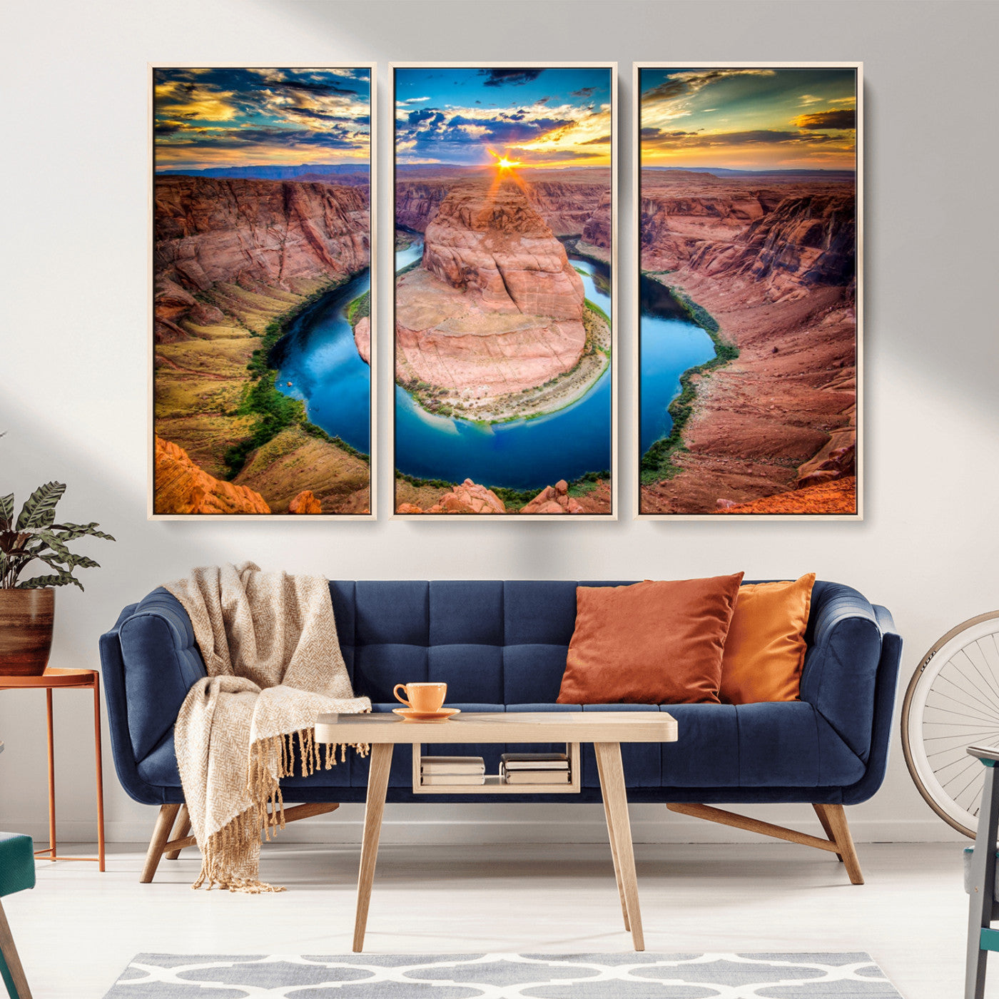 MGV-FC-48X32-3P - Sunset on the Horseshoe Bend Grand Canyon, Horseshoe Bend Grand Canyon Canvas Wall Art Print