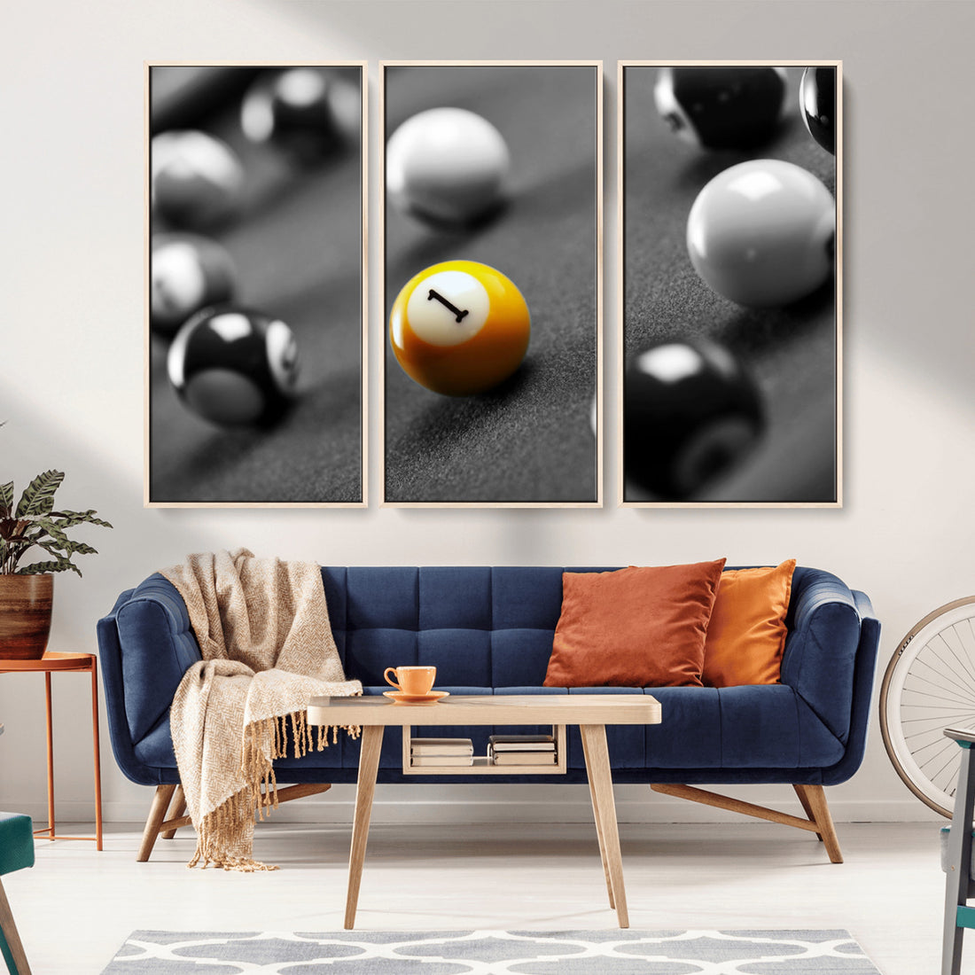 Wall Art Pool Table and Balls Canvas Print