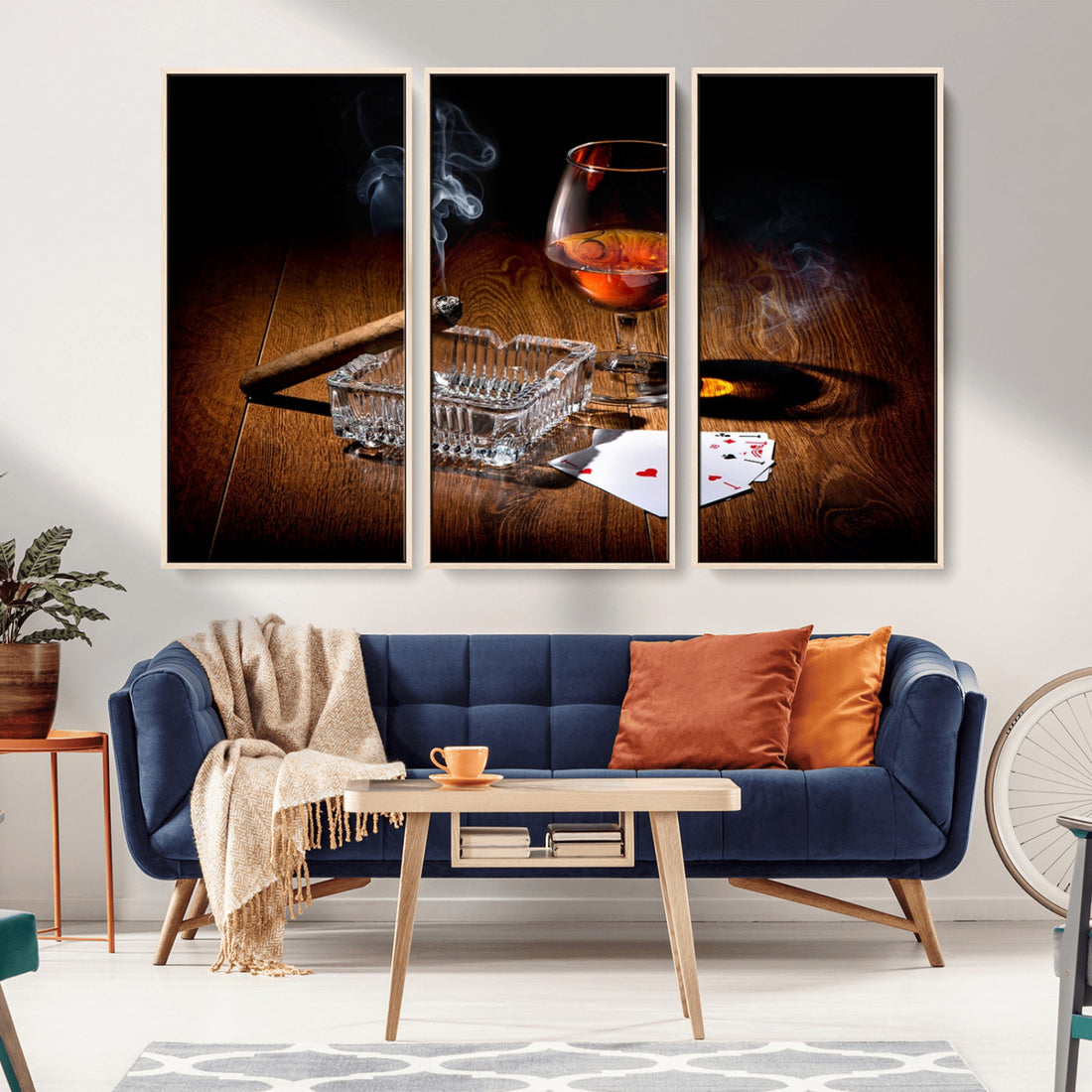 Whiskey Cigar Wall Art Canvas Print for Kitchen and Bar Wall
