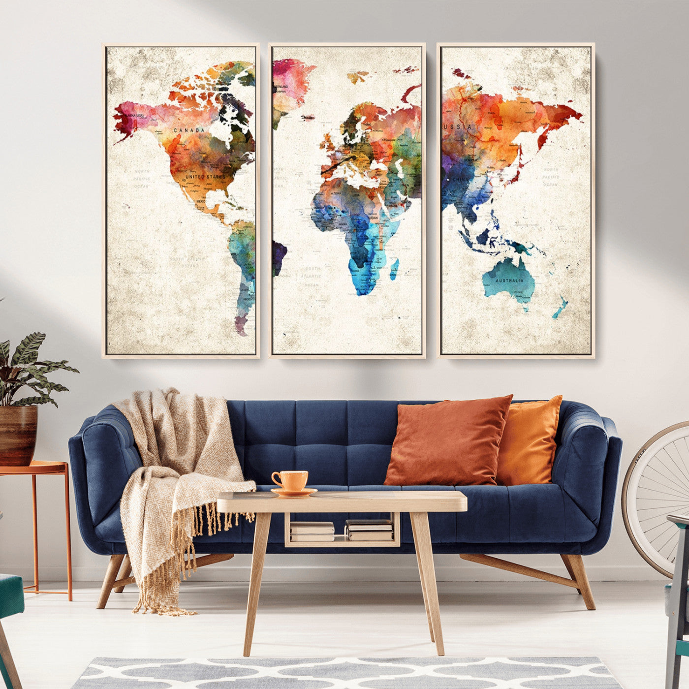 MGV-FC-48X32-3P - Push Pin World Map Canvas Print – Framed Wall Art for Couples to Track Their Travels – Anniversary
