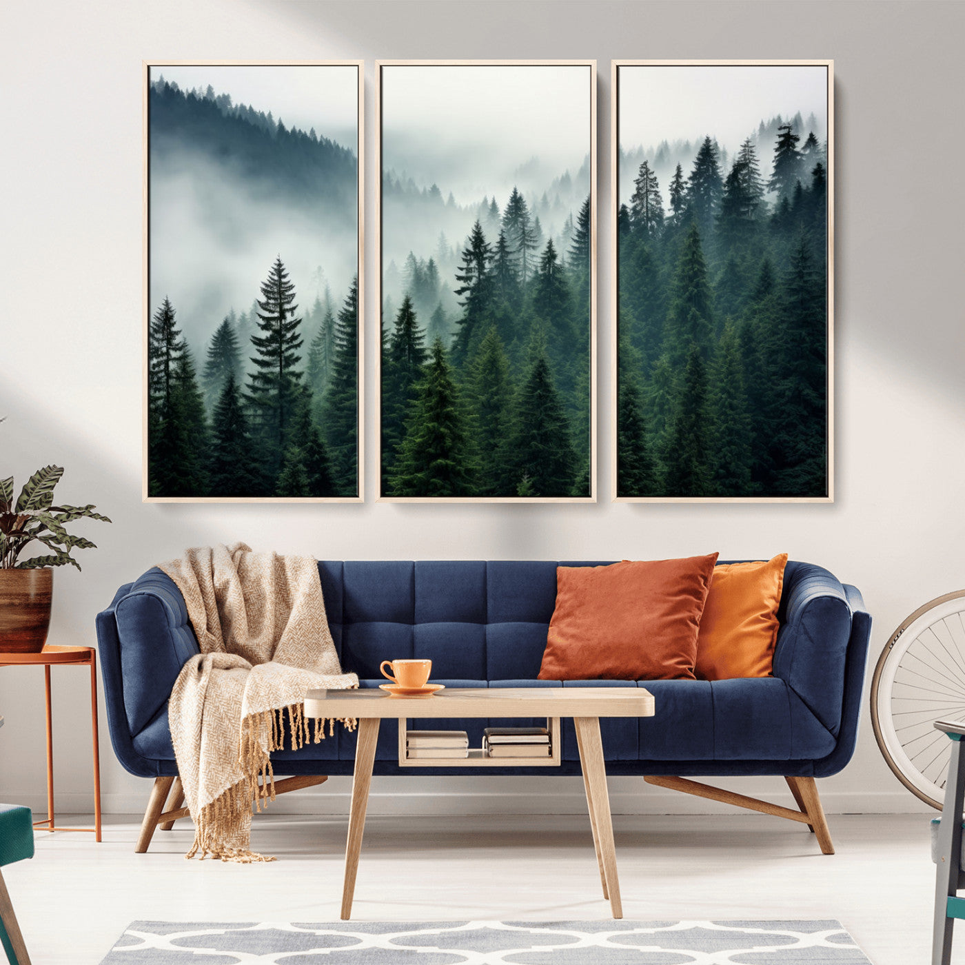 MGV-FC-48X32-3P - Captivating Misty Forest Wall Art Premium Canvas Print, Foggy and Serene Atmosphere Canvas Print