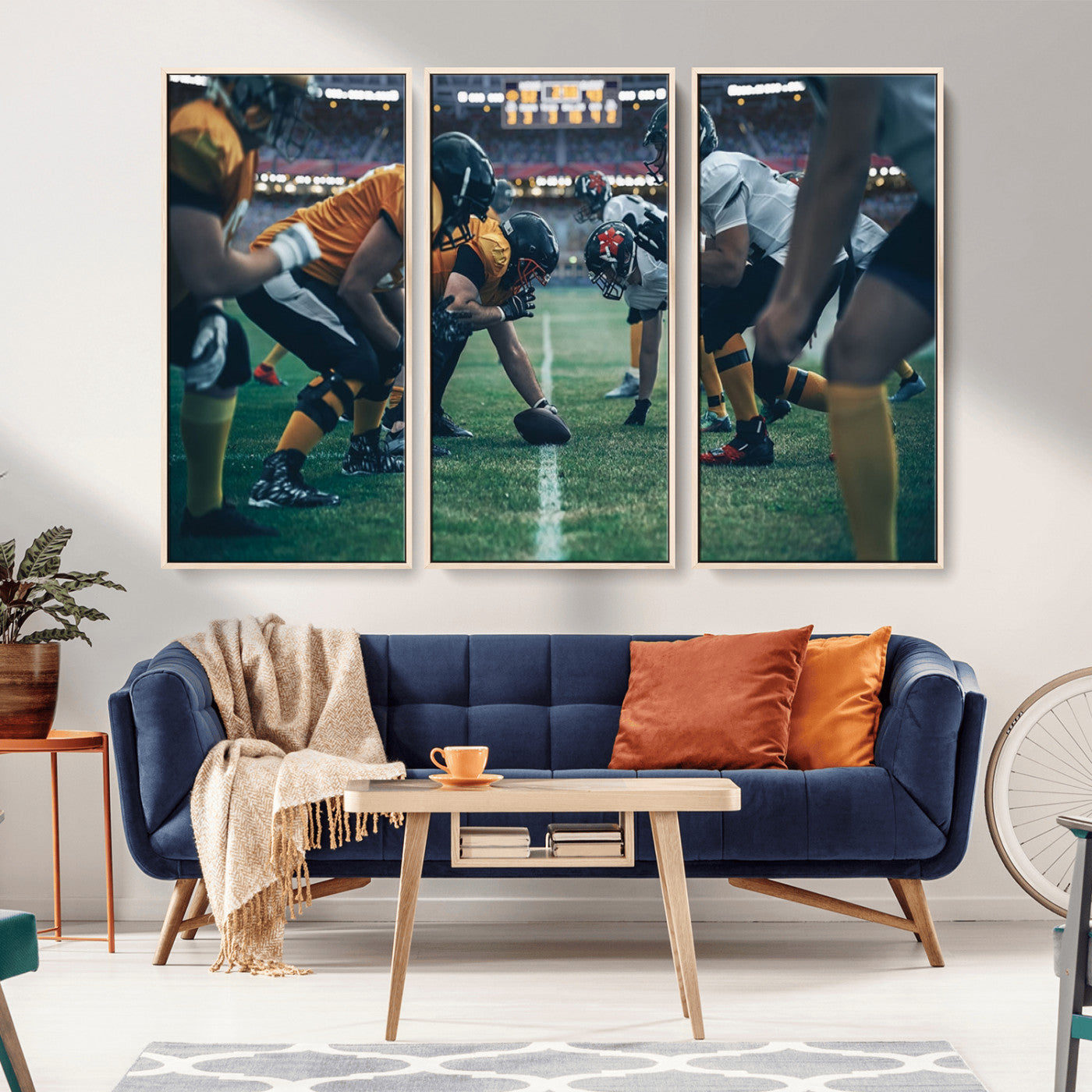 MGV-FC-48X32-3P - American Football Playing Wall Art Canvas Print