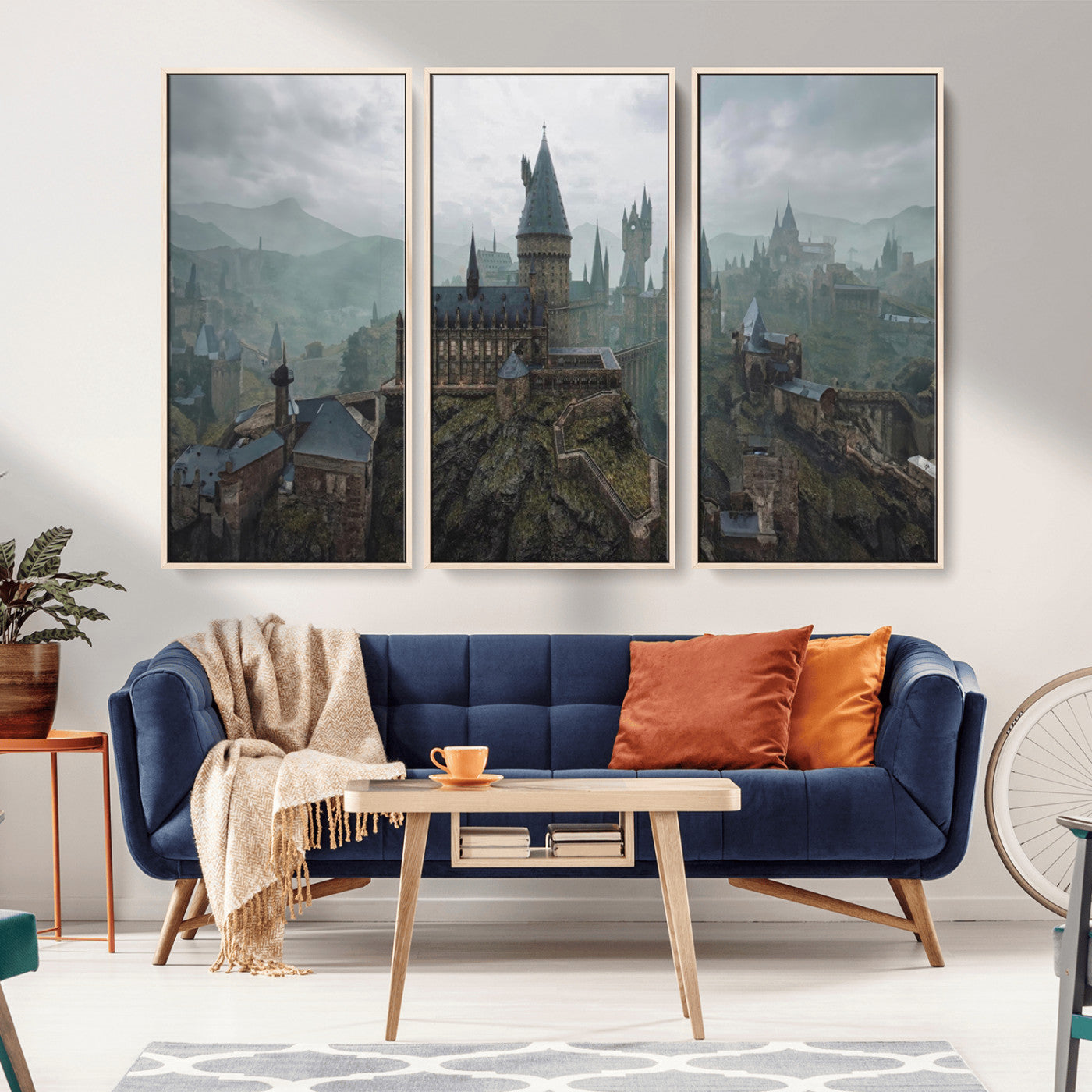 MGV-FC-48X32-3P - Disney Castle Wall Art Canvas Print, Living Kids Home Room Decor Art Print
