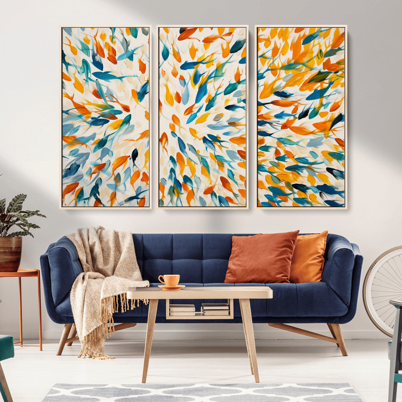 -Colorful Fish Wall Art Print – Abstract Ocean-Inspired Wall Art for Modern Spaces | Framed Canvas,