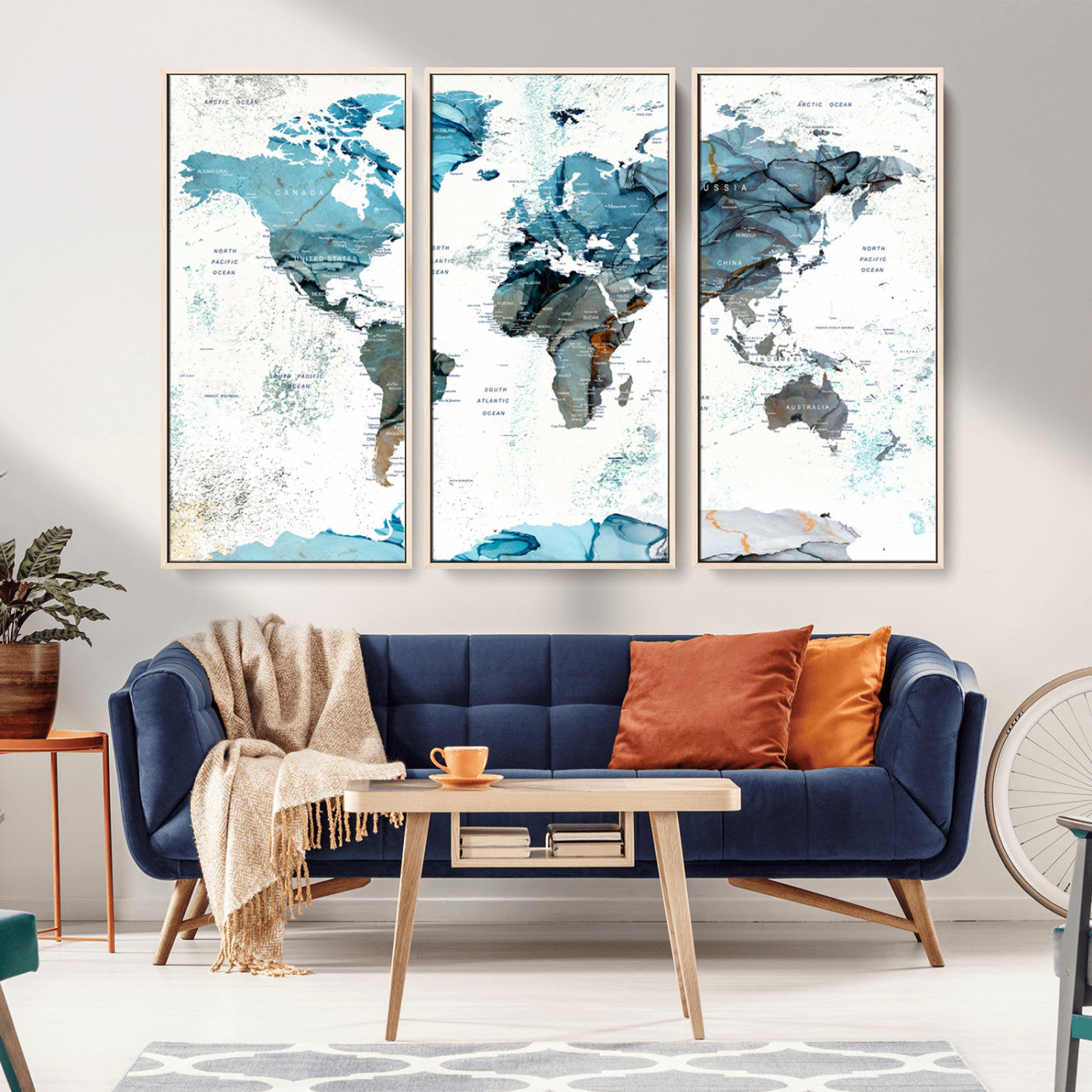 MGV-FC-48X32-3P - Push Pin World Map Canvas Print – Framed Wall Art for Couples to Track Their Travels – Anniversary