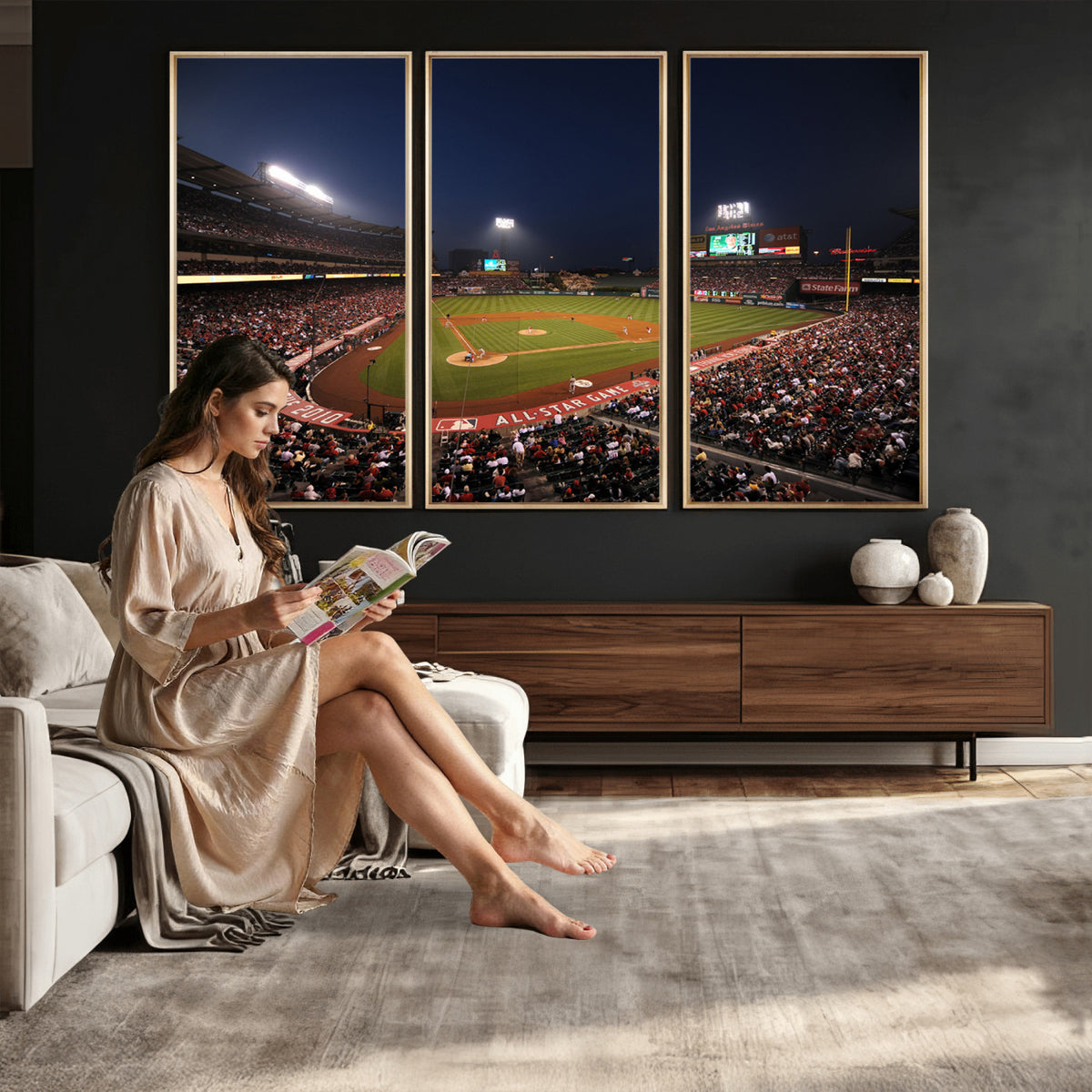 88896-MGV-CV-36X24 - Los Angeles Angels Baseball Team Print, Anaheim Angel Stadium Wall Art