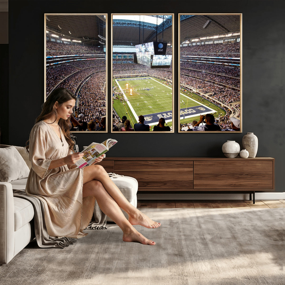82096-MGV-CV-36X24 - Dallas Cowboys Football Team Print - Arlington AT&T Stadium Wall Art Canvas Print