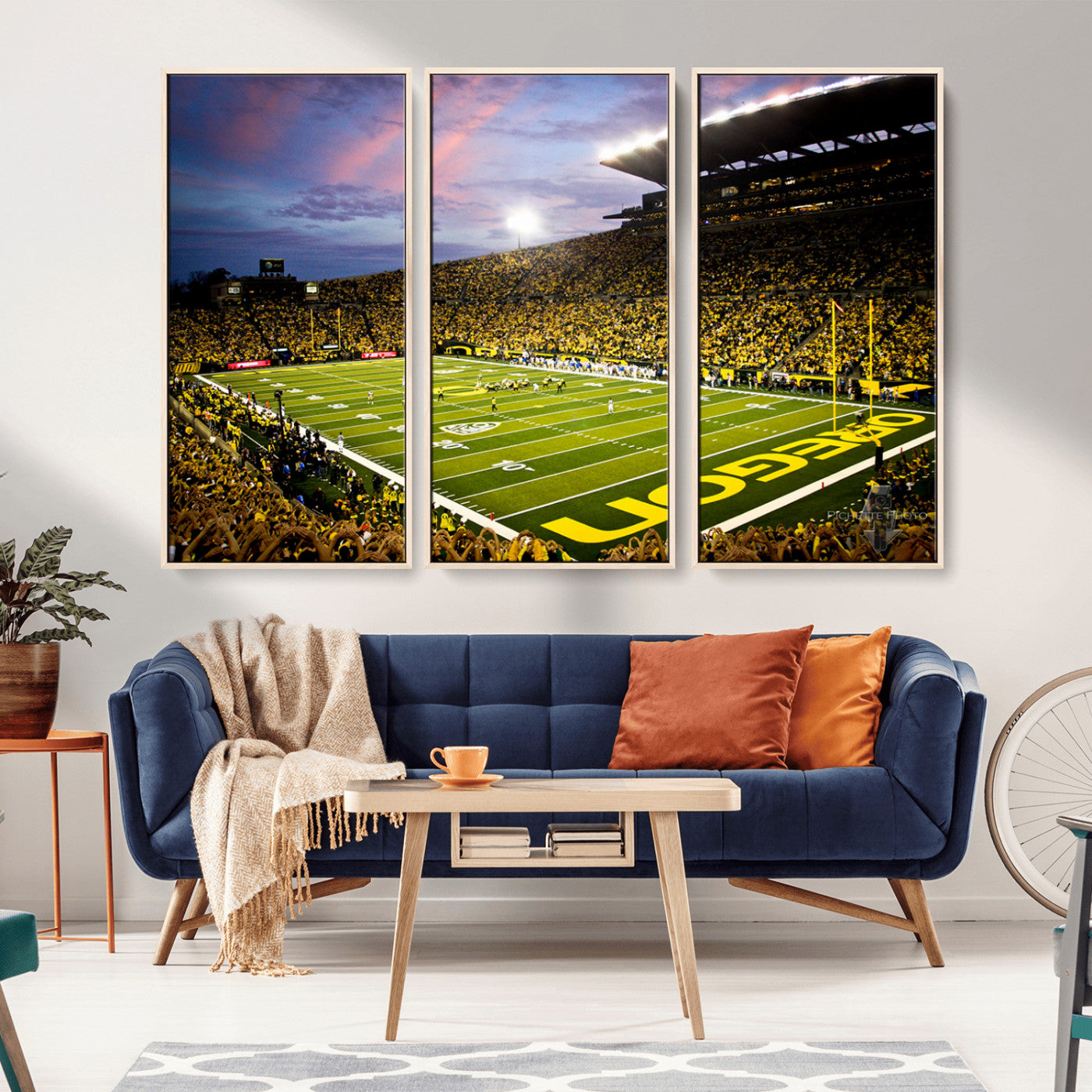 MGV-FC-48X32-3P - University of Oregon Ducks Football Team Print - Eugene Autzen Stadium Wall Art Canvas Print