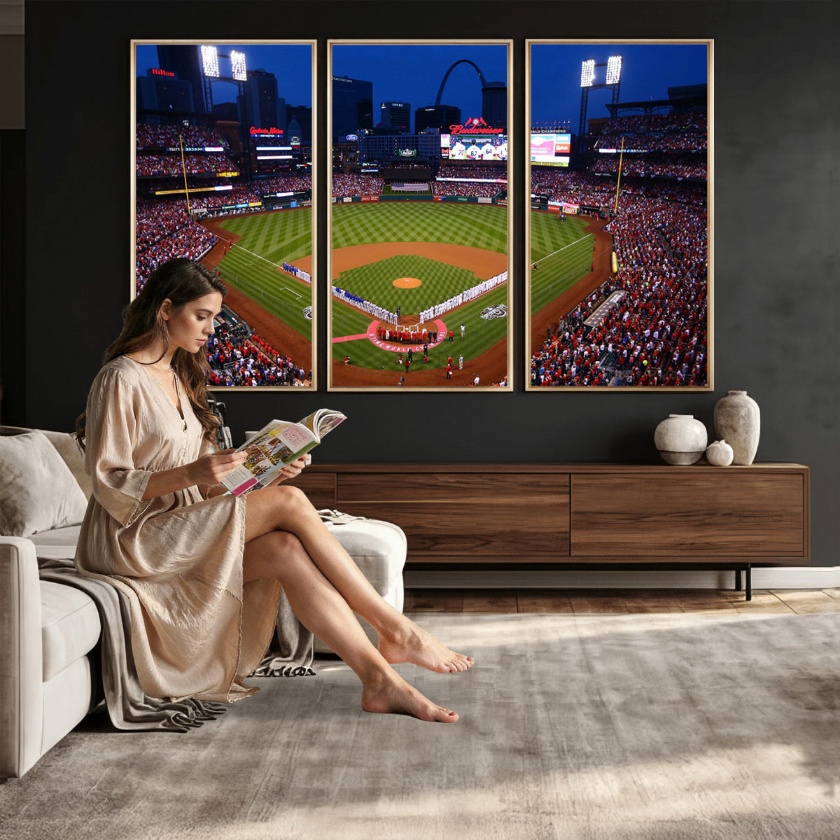 11925-MGV-CV-36X24 - St. Louis Cardinals Baseball Team Print, Busch Stadium Wall Art