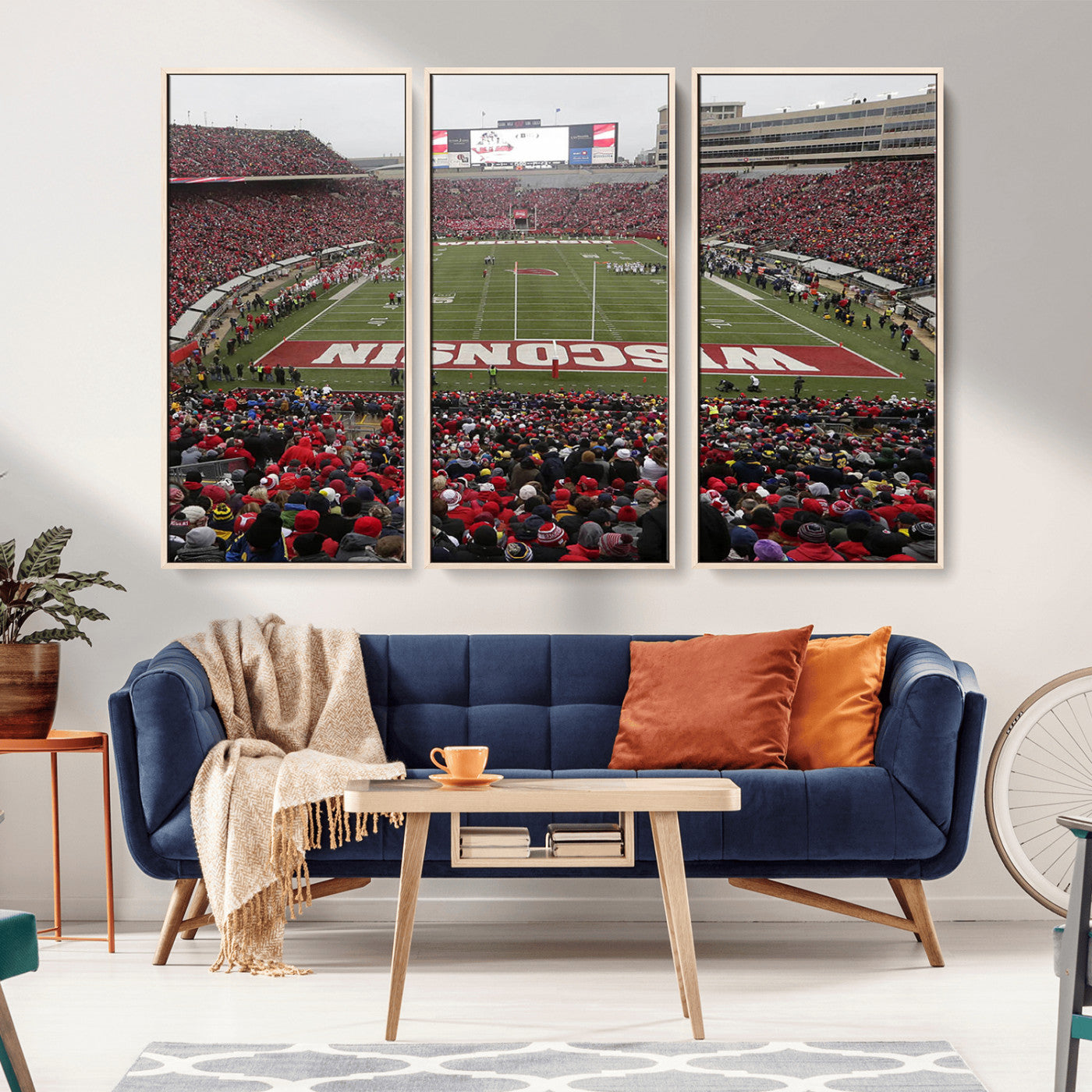 MGV-FC-48X32-3P - Wisconsin Badgers Team Print Canvas - Madison Camp Randall Stadium Wall Art Canvas Print