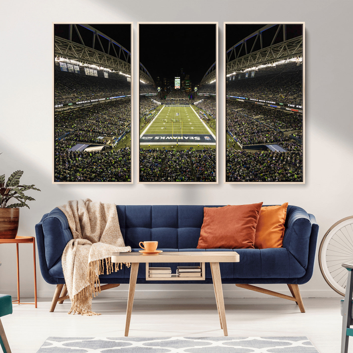 MGV-FC-48X32-3P - Seattle Seahawks Football Team Print Wall Art - Seattle Century Link Field Stadium Wall Art Canvas