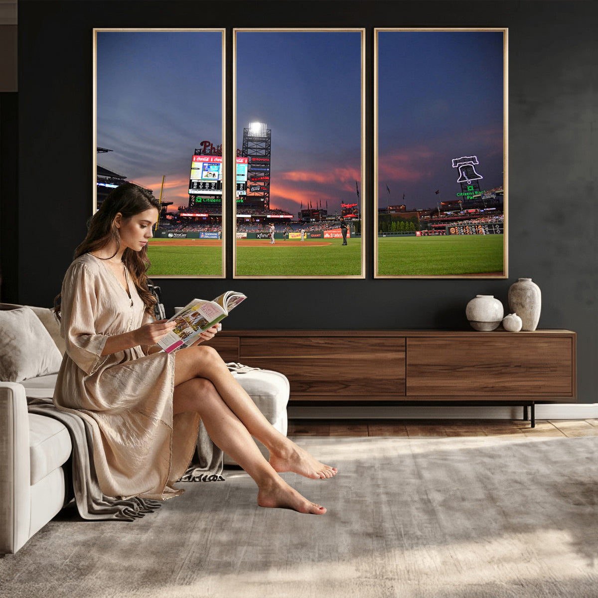 22594-MGV-CV-36X24 - Philadelphia Phillies Baseball Print - Philadelphia Citizens Bank Park Stadium Wall Art, Phillies
