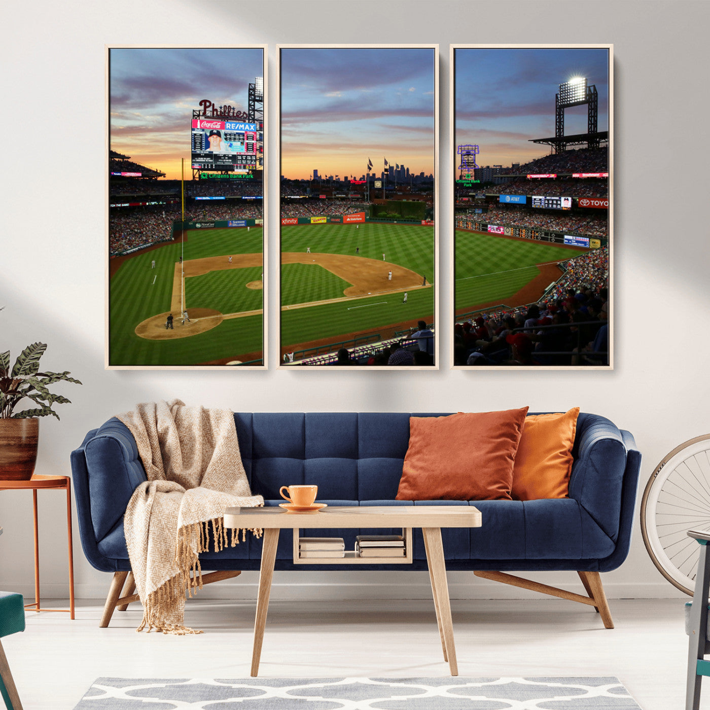 MGV-FC-48X32-3P - Citizens Bank Park Philadelphia Phillies Wall Art Canvas | 3-Panel Canvas Print of Phillies Stadium
