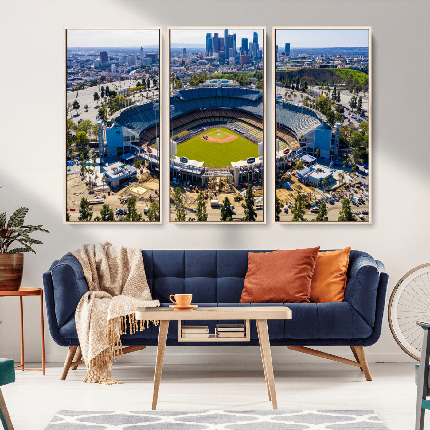 MGV-FC-48X32-3P - Los Angeles Dodgers Dodger Stadium Wall Art Canvas Print - MLB Baseball Stadium, Framed Los Angeles