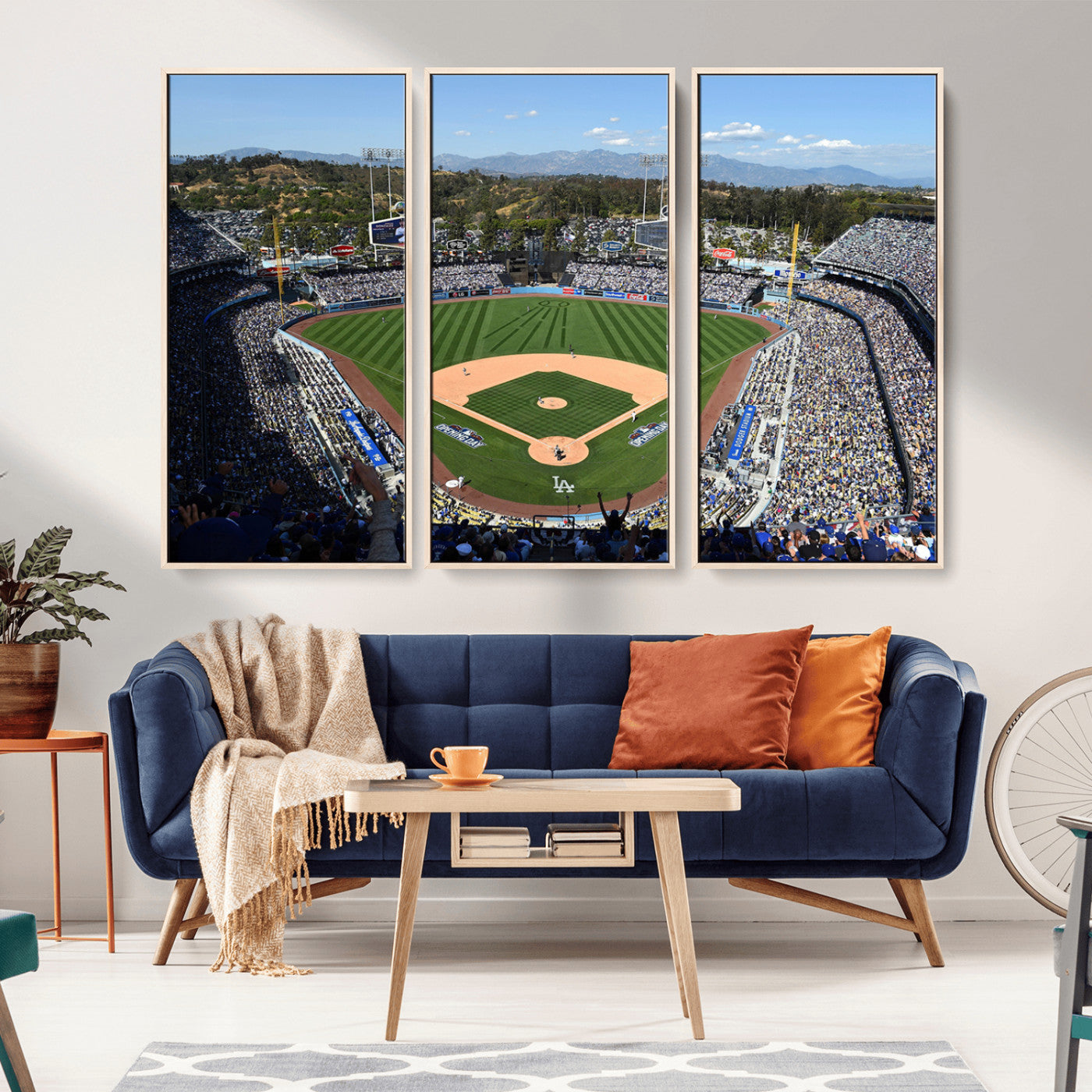 MGV-FC-48X32-3P - Los Angeles Dodgers Dodger Stadium Wall Art Canvas Print - MLB Baseball Stadium Wall Art Canvas