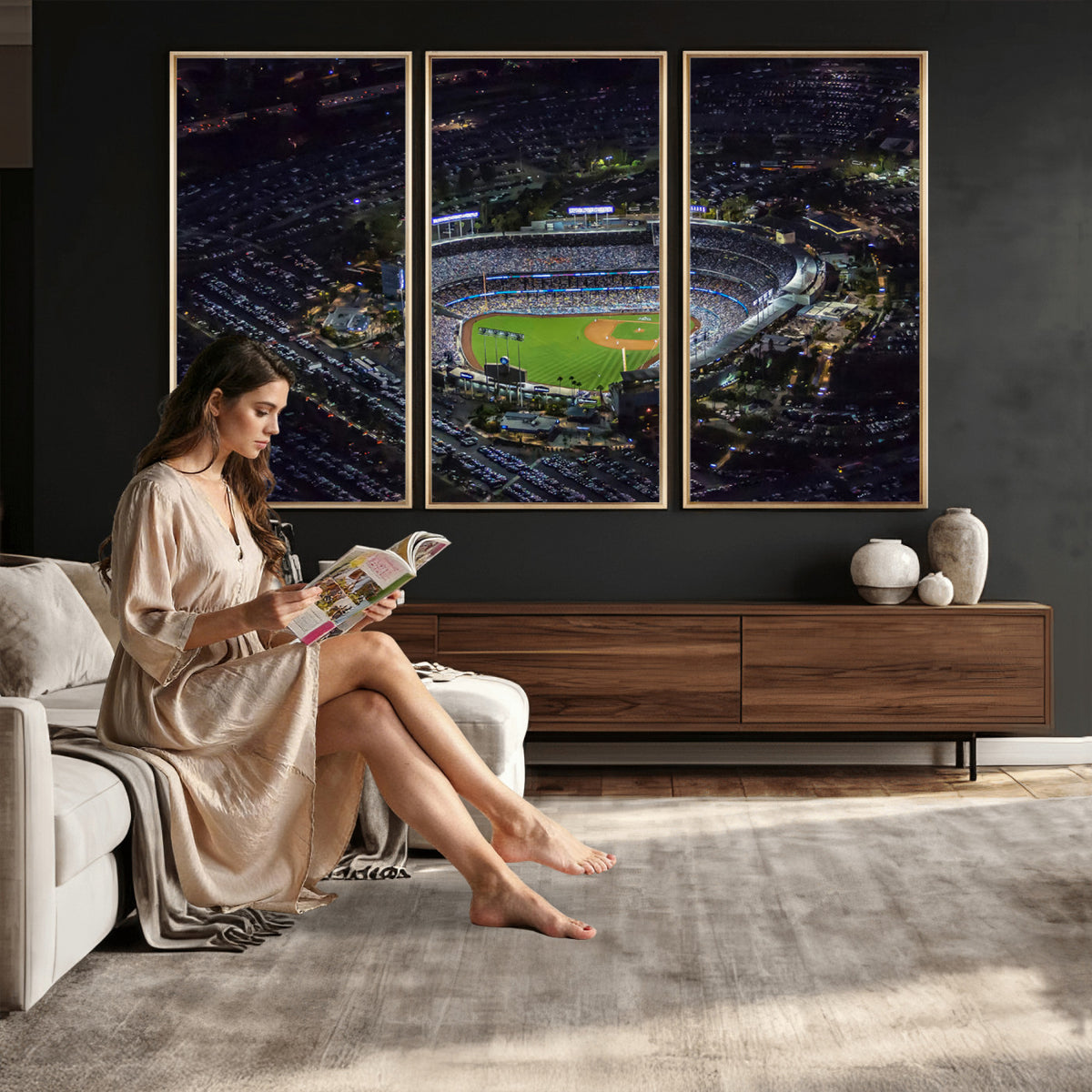 20932-MGV-CV-36X24 - Los Angeles Dodgers Dodger Stadium Wall Art Canvas Print