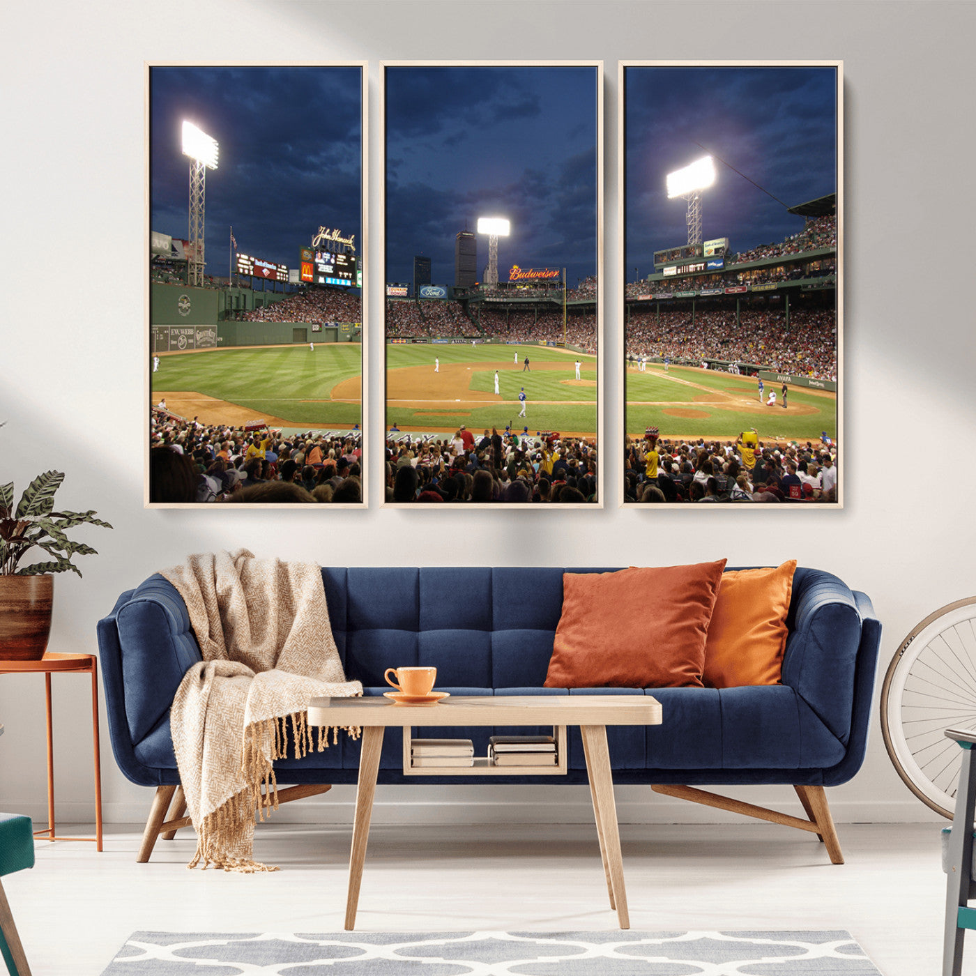 MGV-FC-48X32-3P - Boston Red Sox Baseball Team Print Canvas - Massachusetts Fenway Park Stadium Wall Art Canvas Print