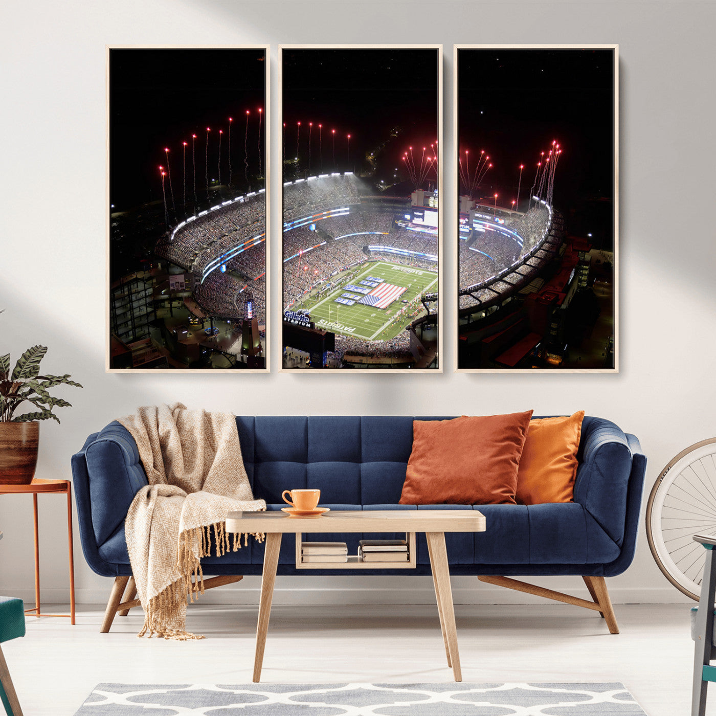 MGV-FC-48X32-3P - New England Patriots Team Print Wall Art- Foxborough Gillette Stadium Wall Art Canvas Print