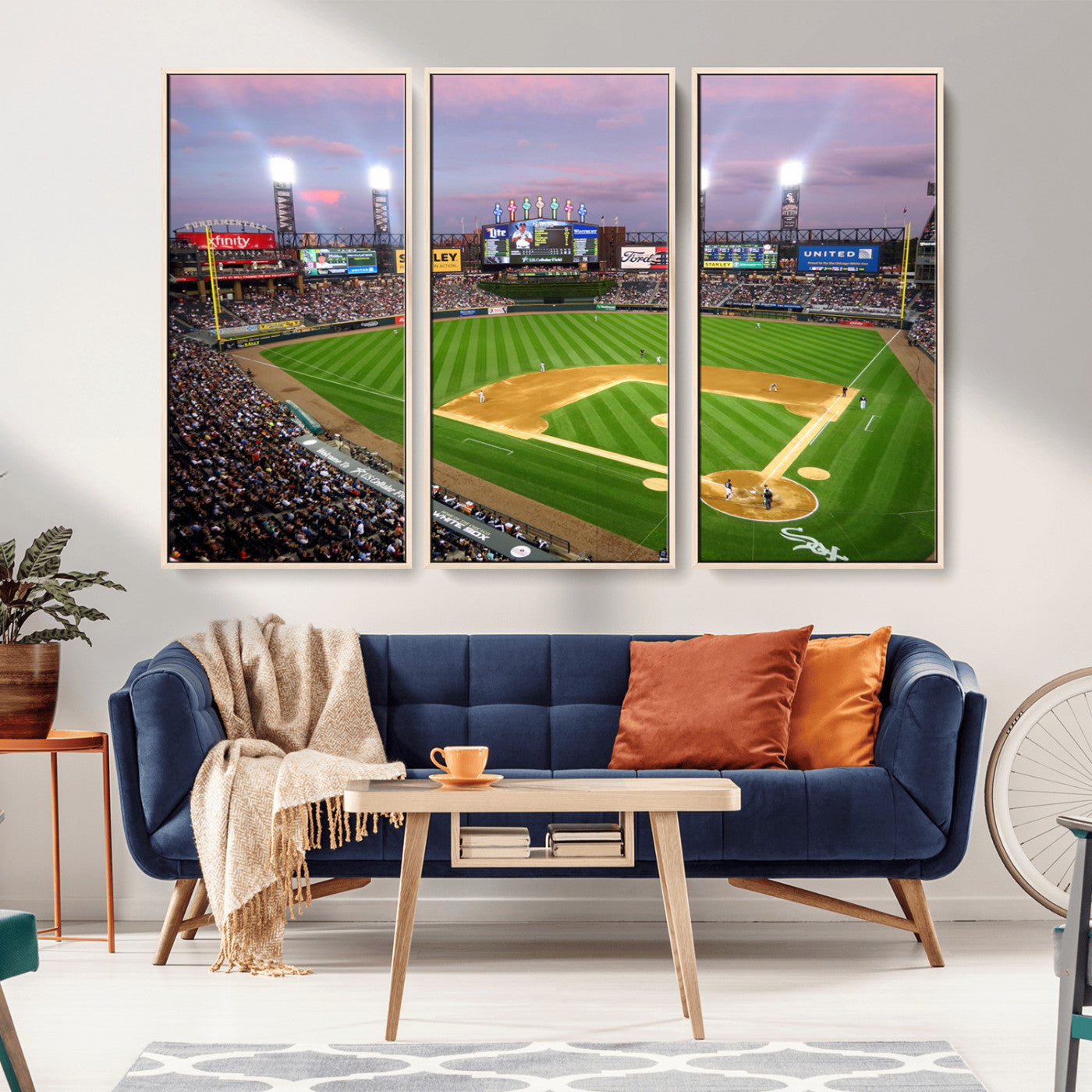 MGV-FC-48X32-3P - Chicago White Sox Baseball Team Print Canvas- Guaranteed Rate Field Stadium Wall Art Canvas Print