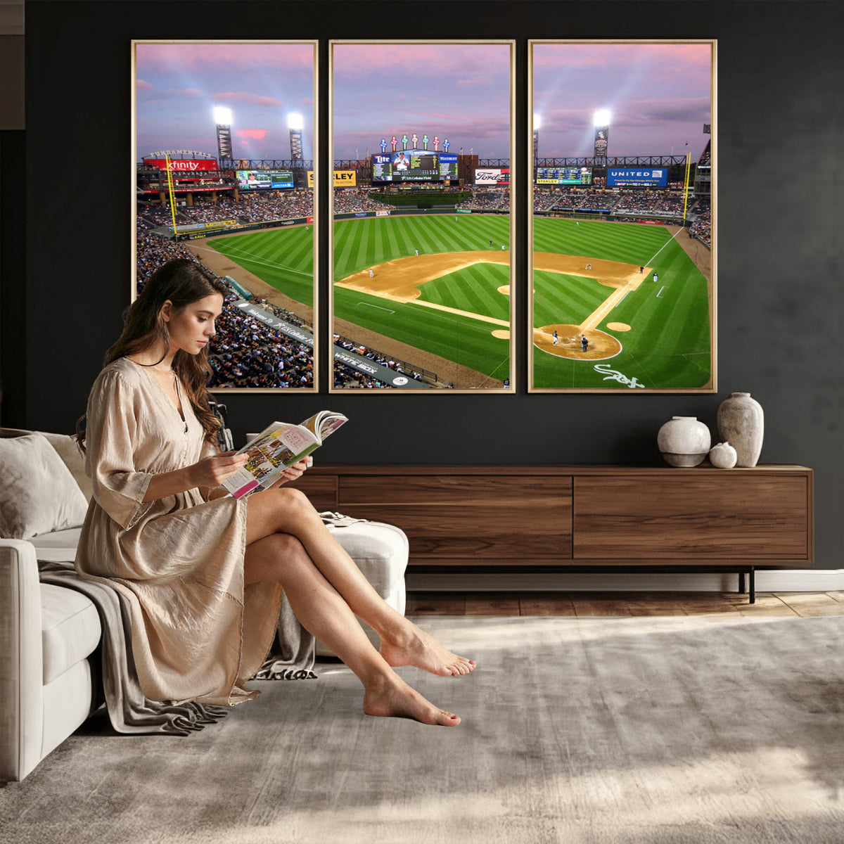 38470-MGV-CV-36X24 - Chicago White Sox Baseball Team Print Canvas, Guaranteed Rate Field Stadium Wall Art