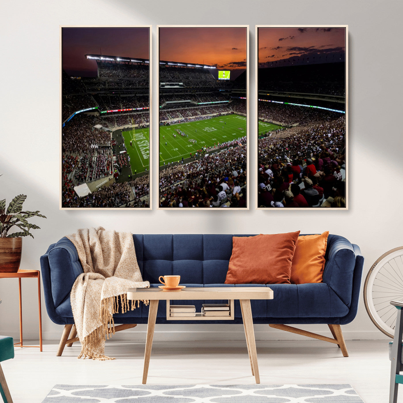 MGV-FC-48X32-3P - Texas A&M Aggies Football Team Print - College Station Kyle Field Stadium Wall Art Canvas Print
