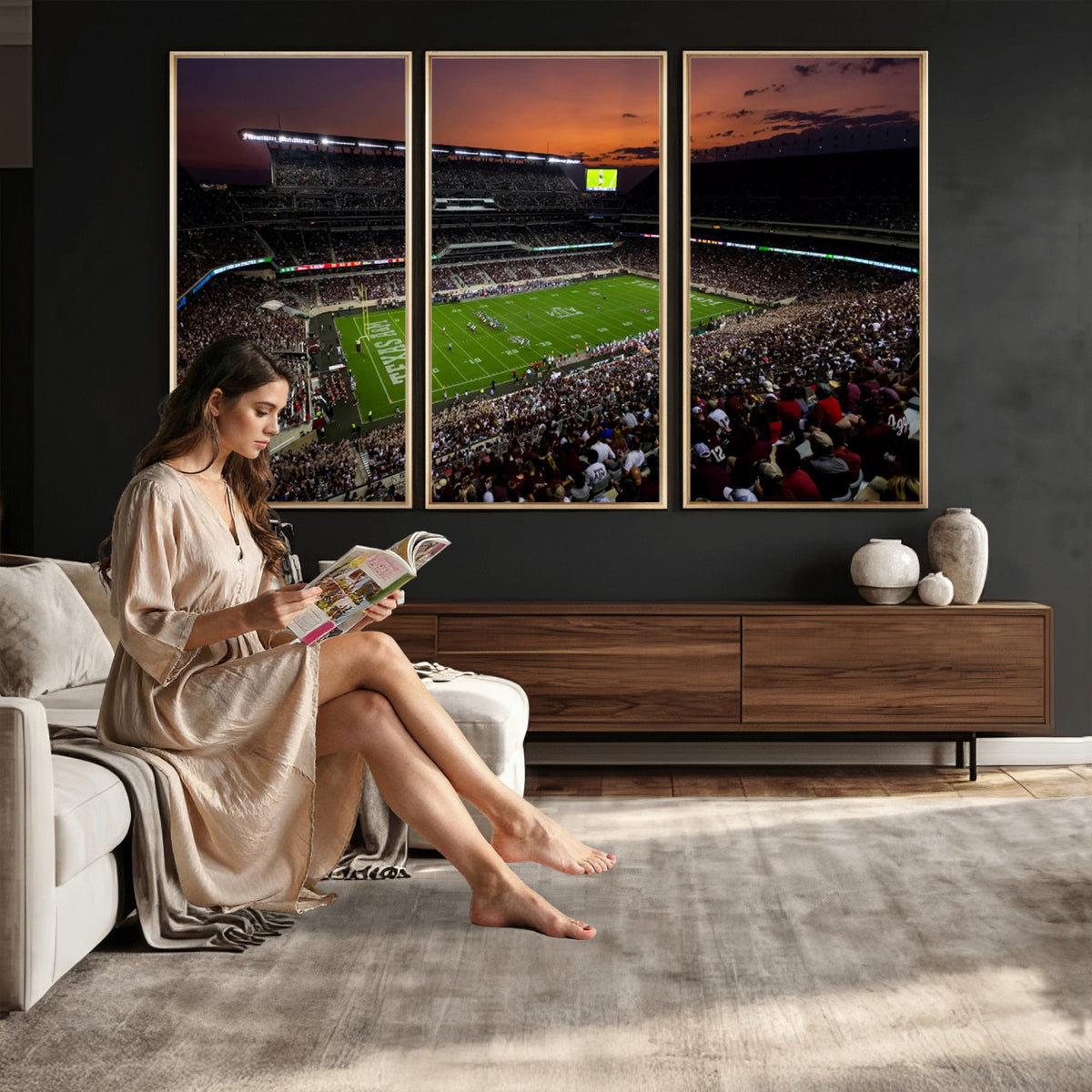 45603-MGV-CV-36X24 - Texas A&M University Aggies Football Team Print, College Station Kyle Field Stadium Wall Art