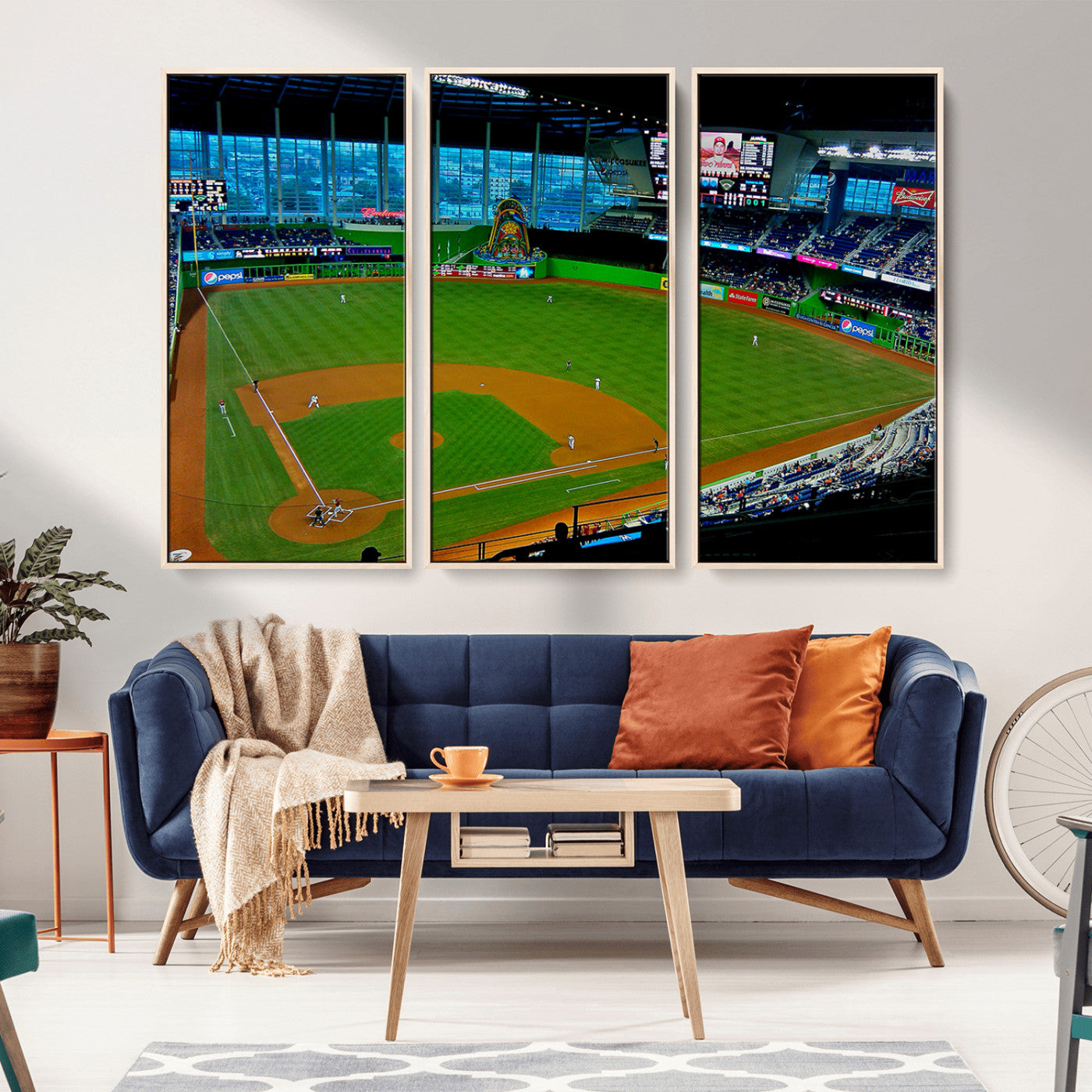 MGV-FC-48X32-3P - Miami Marlins Baseball Team Print - Miami LoanDepot Park Stadium Wall Art Canvas Print