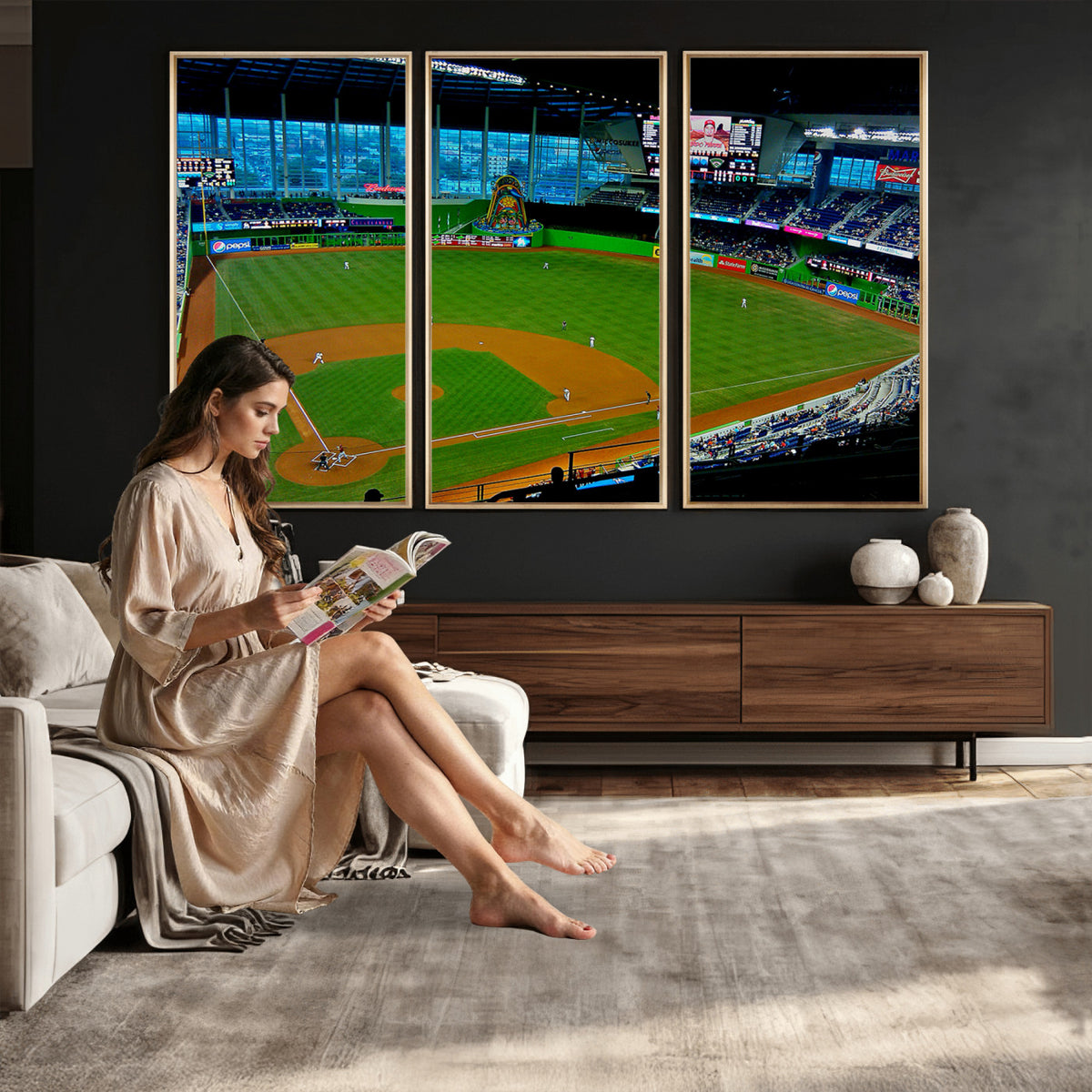51207-MGV-CV-36X24 - Miami Marlins Baseball Team Print, Miami LoanDepot Park
