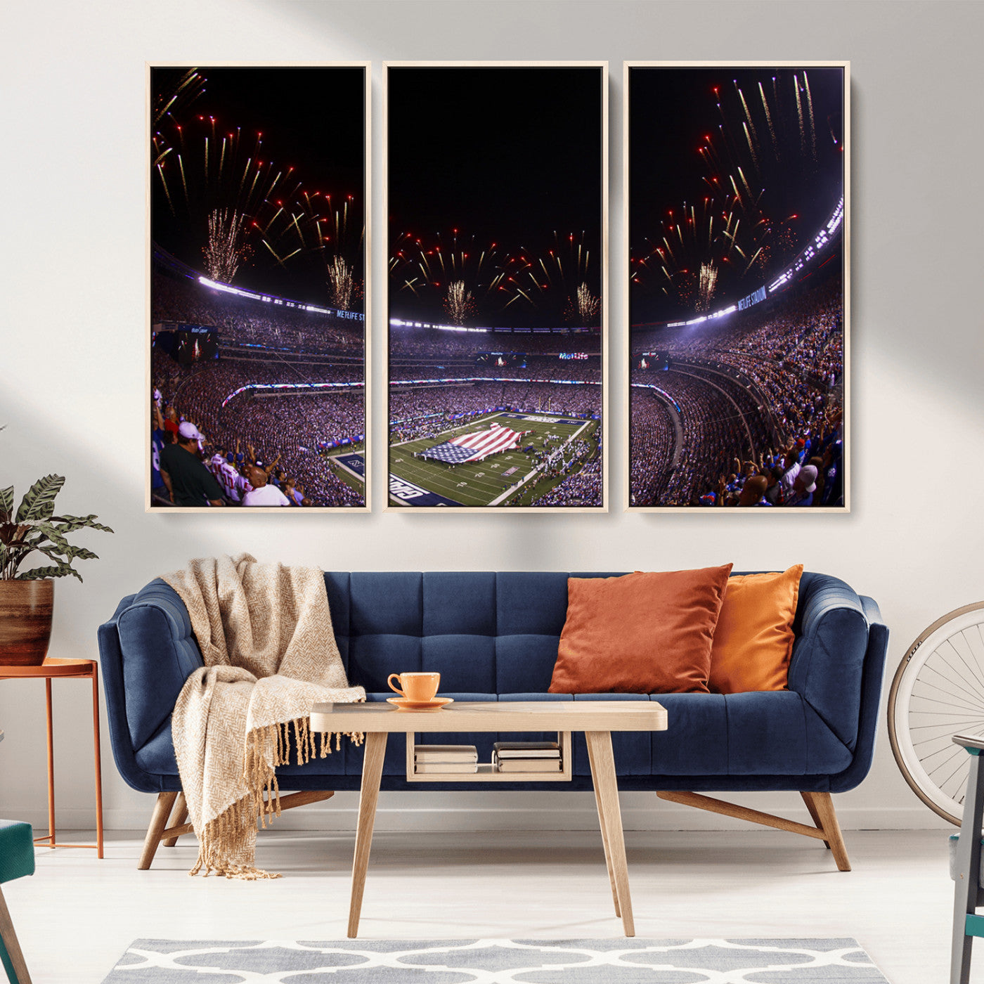 MGV-FC-48X32-3P - New York Giants Football Team Print - East Rutherford MetLife Stadium Wall Art Canvas Print
