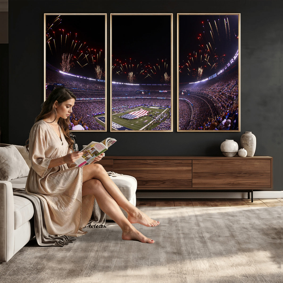 56360-MGV-CV-36X24 - New York Giants Football Team Print, East Rutherford MetLife Stadium Wall Art