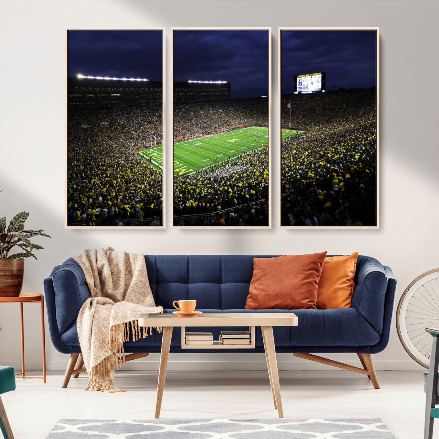 MGV-FC-48X32-3P - Michigan Wolverines Football Canvas Wall Decor, Football Team Print - Ann Arbor Michigan Stadium