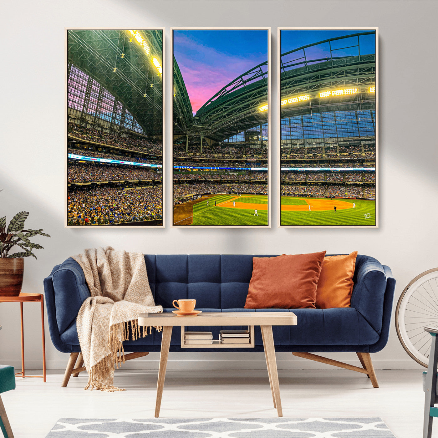 MGV-FC-48X32-3P - Milwaukee Brewers Baseball Team Print Canvas- American Family Field Stadium Wall Art Canvas Print