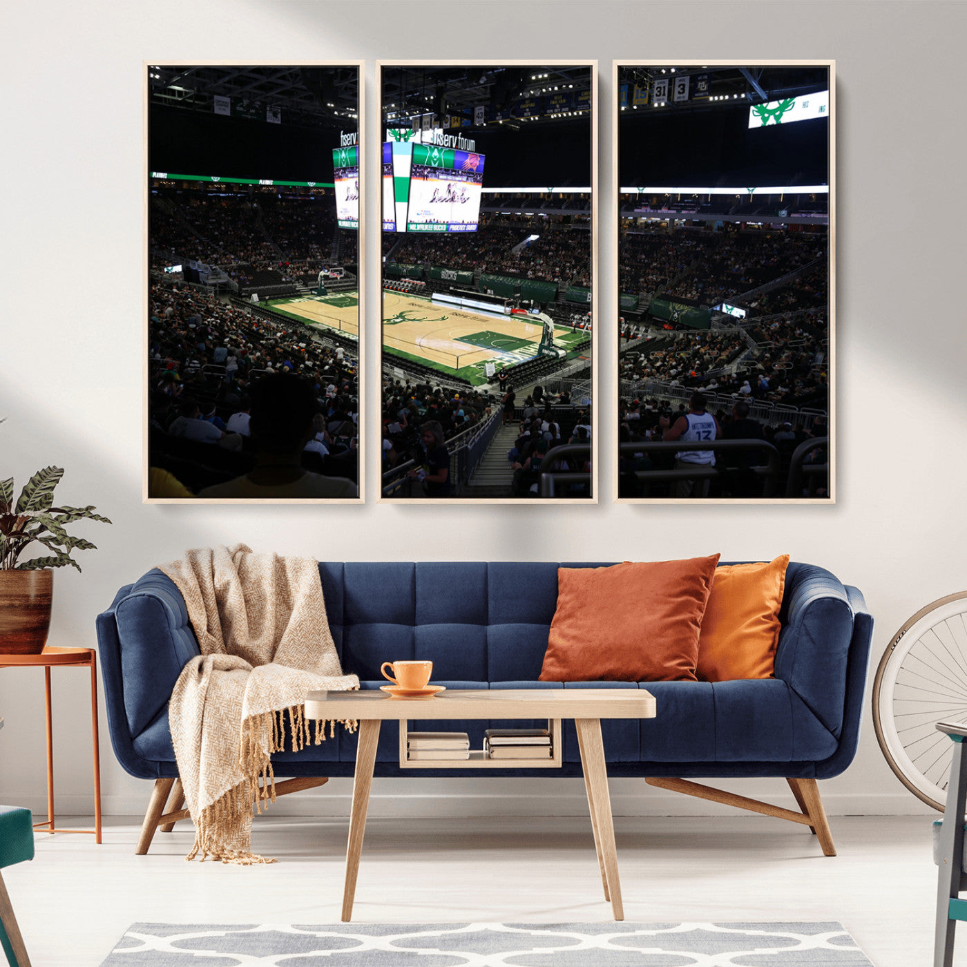 MGV-FC-48X32-3P - Milwaukee Bucks Basketball Print - Fiserv Forum Stadium Wall Art Canvas Print