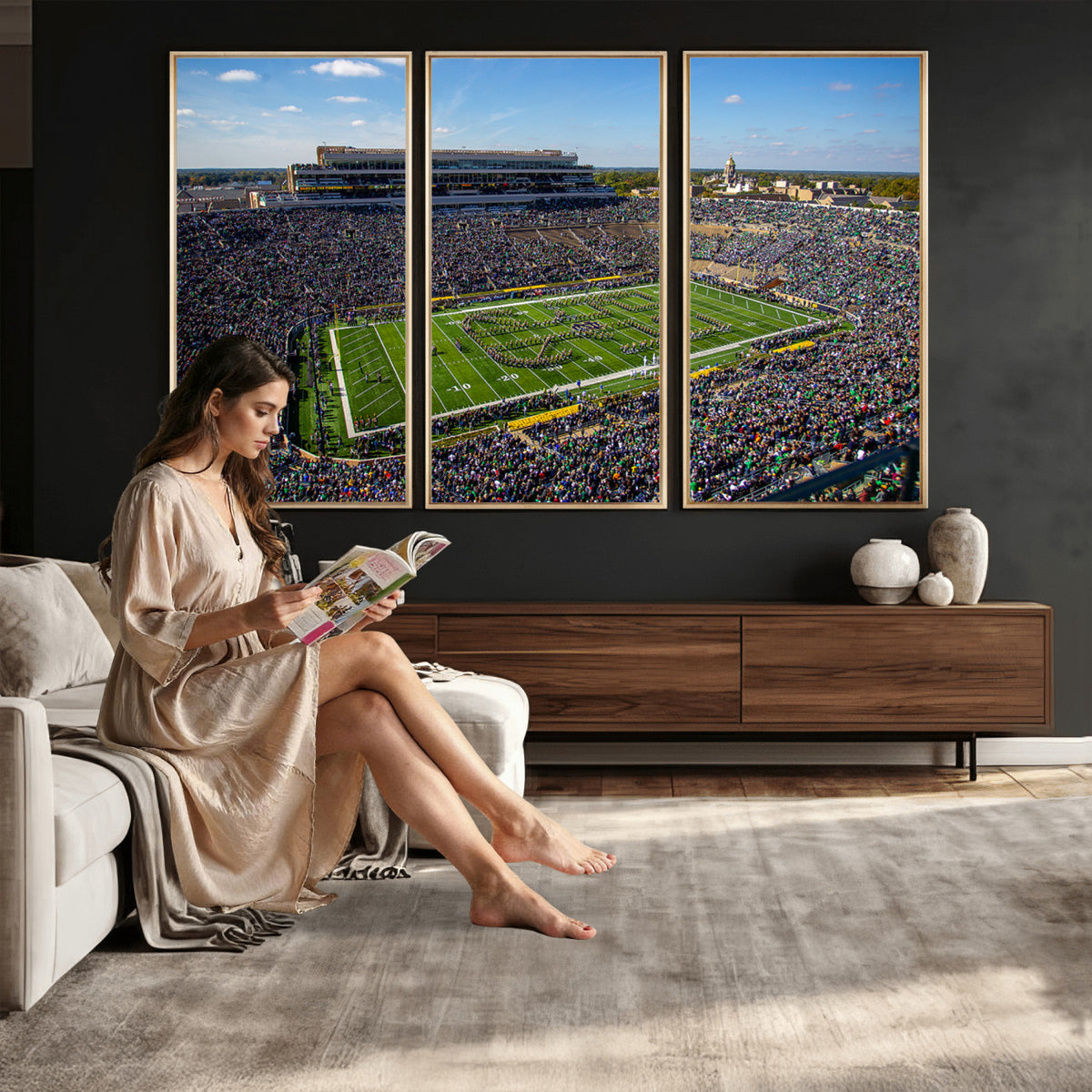 50114-MGV-CV-36X24 - Notre Dame Fighting Irish Football Team Print, Notre Dame Stadium Wall Art