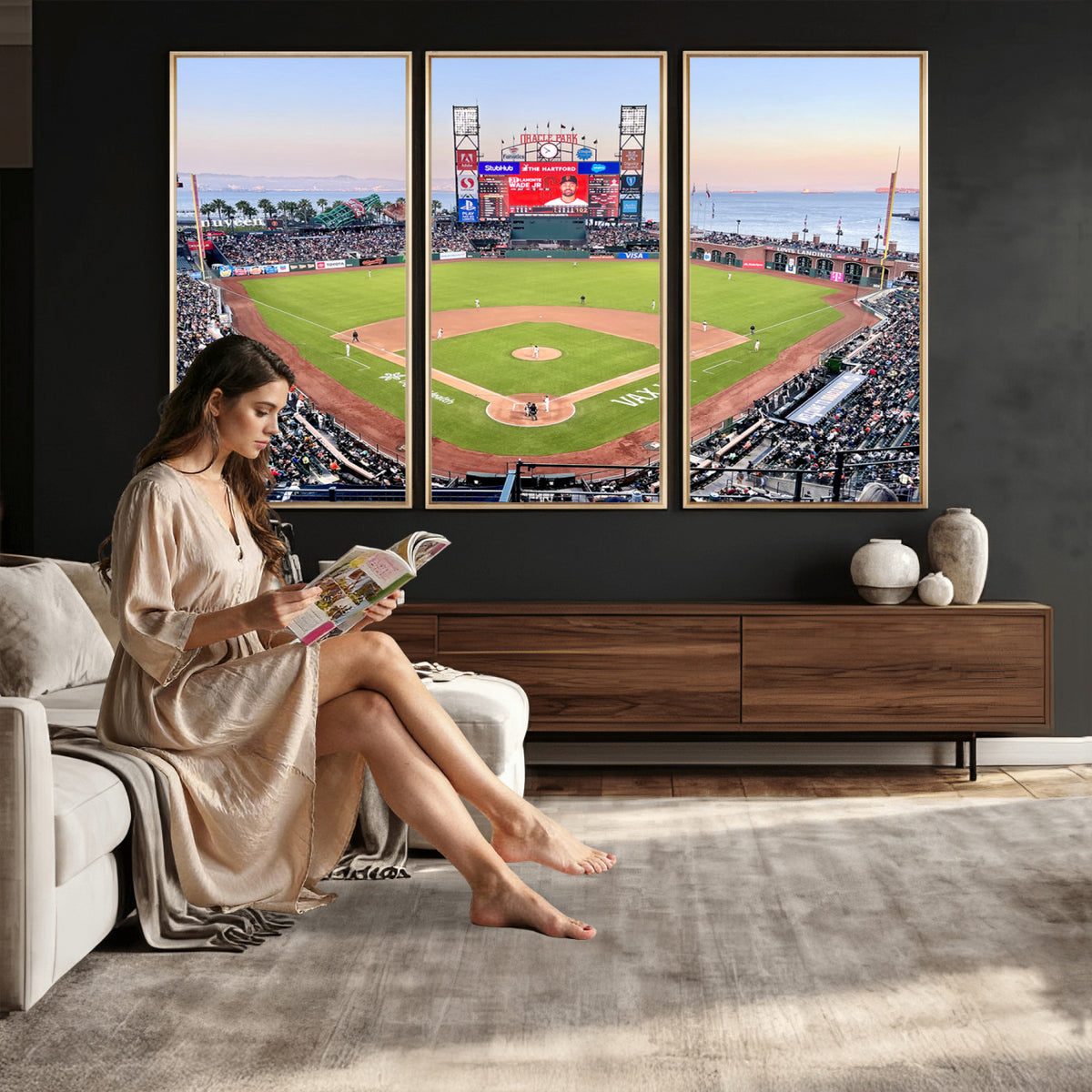 16055-MGV-CV-36X24 - San Francisco Giants Baseball Team Print, Oracle Park