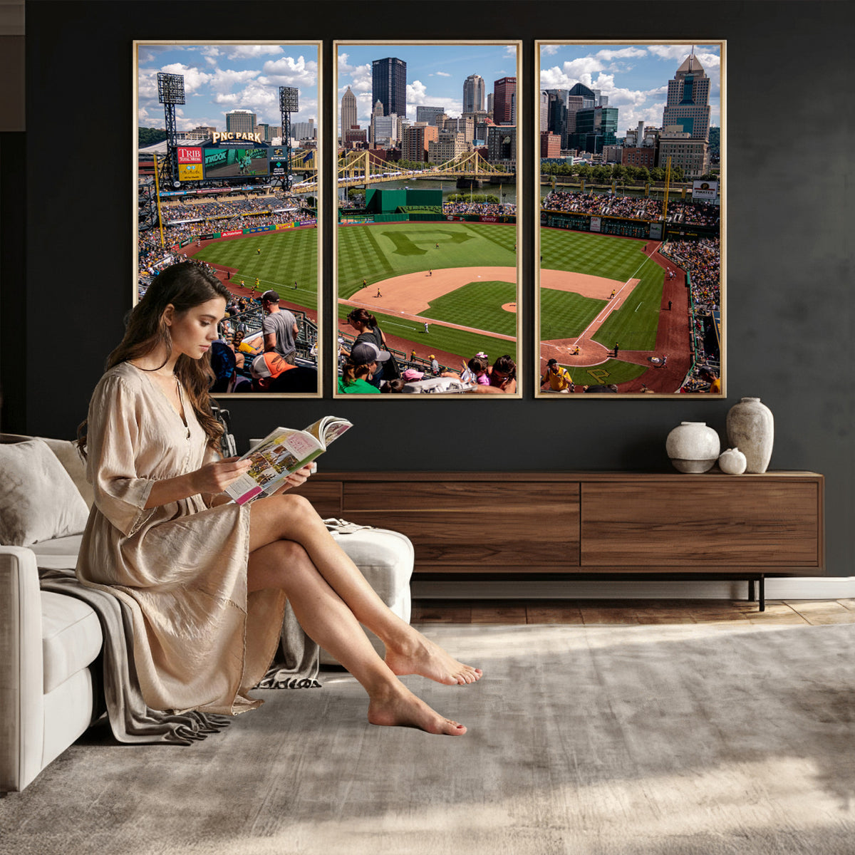 66872-MGV-CV-36X24 - Pittsburgh Pirates Baseball Team Print, PNC Park Stadium