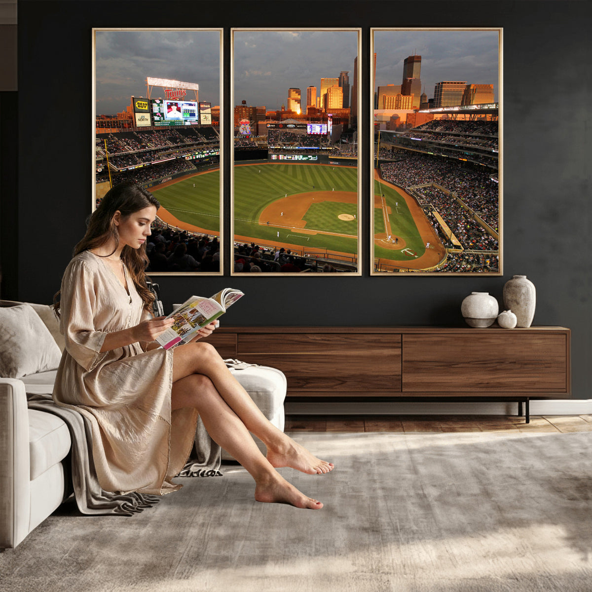 99822-MGV-CV-36X24 - Minnesota Twins Baseball Team Print, Minneapolis Target Field Stadium Wall Art