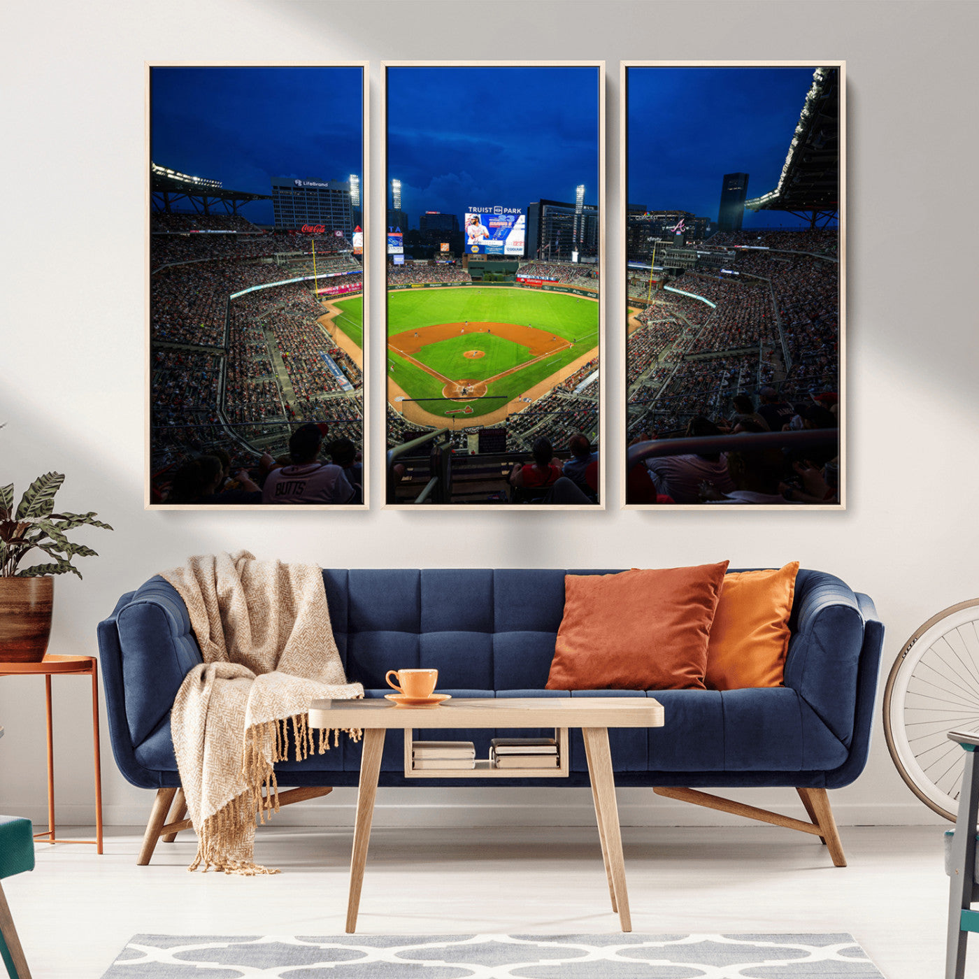 MGV-FC-48X32-3P - Truist Park Night Game Canvas Art - Atlanta Braves Stadium Wall Art Canvas