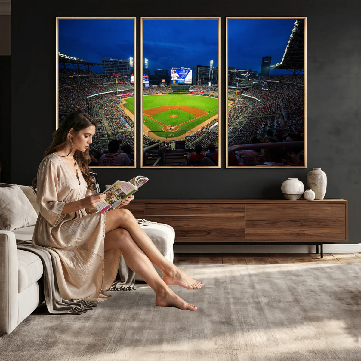 88590-MGV-CV-36X24 - Truist Park Night Game Canvas Art, Atlanta Braves Stadium