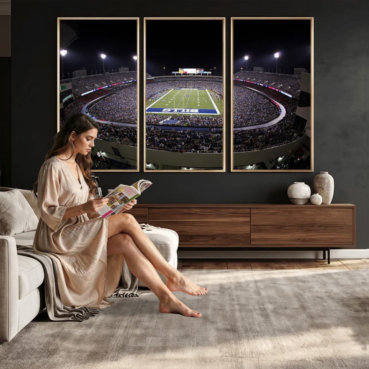 98546-MGV-CV-36X24 - Buffalo Bills NFL Football Team Print, Buffalo Highmark Stadium Wall Art