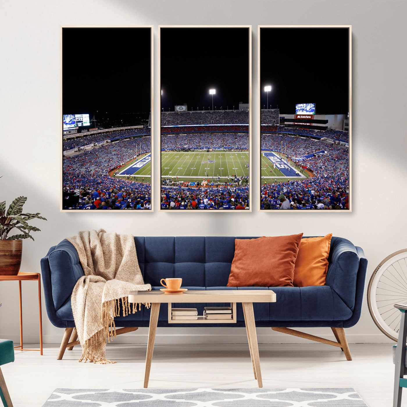 MGV-FC-48X32-3P - Buffalo Bills Wall Art - Buffalo Bills Stadium Canvas Print, Perfect Sports Decor for Living Rooms,