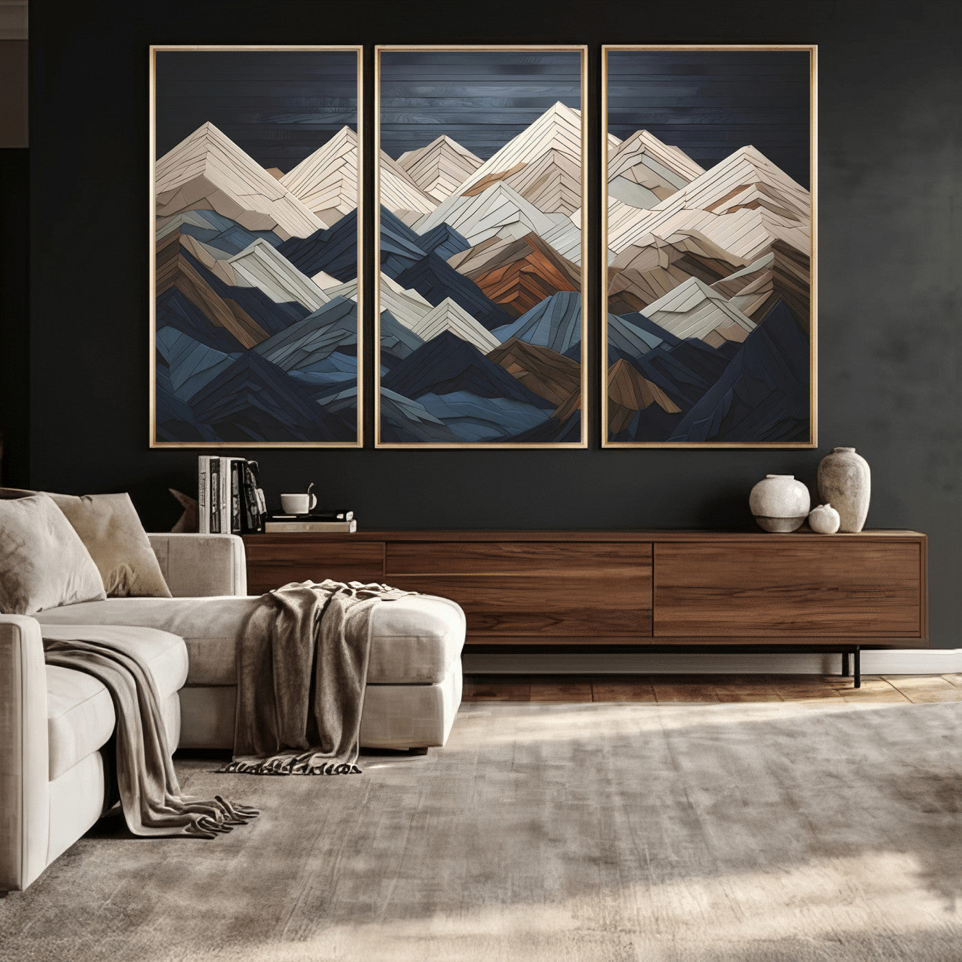 12896-MGV-CV-36X24 - Wood Mountain Wall Art | Mountain Canvas Print Wood Decor | Ready to Hang for Cabin Decor